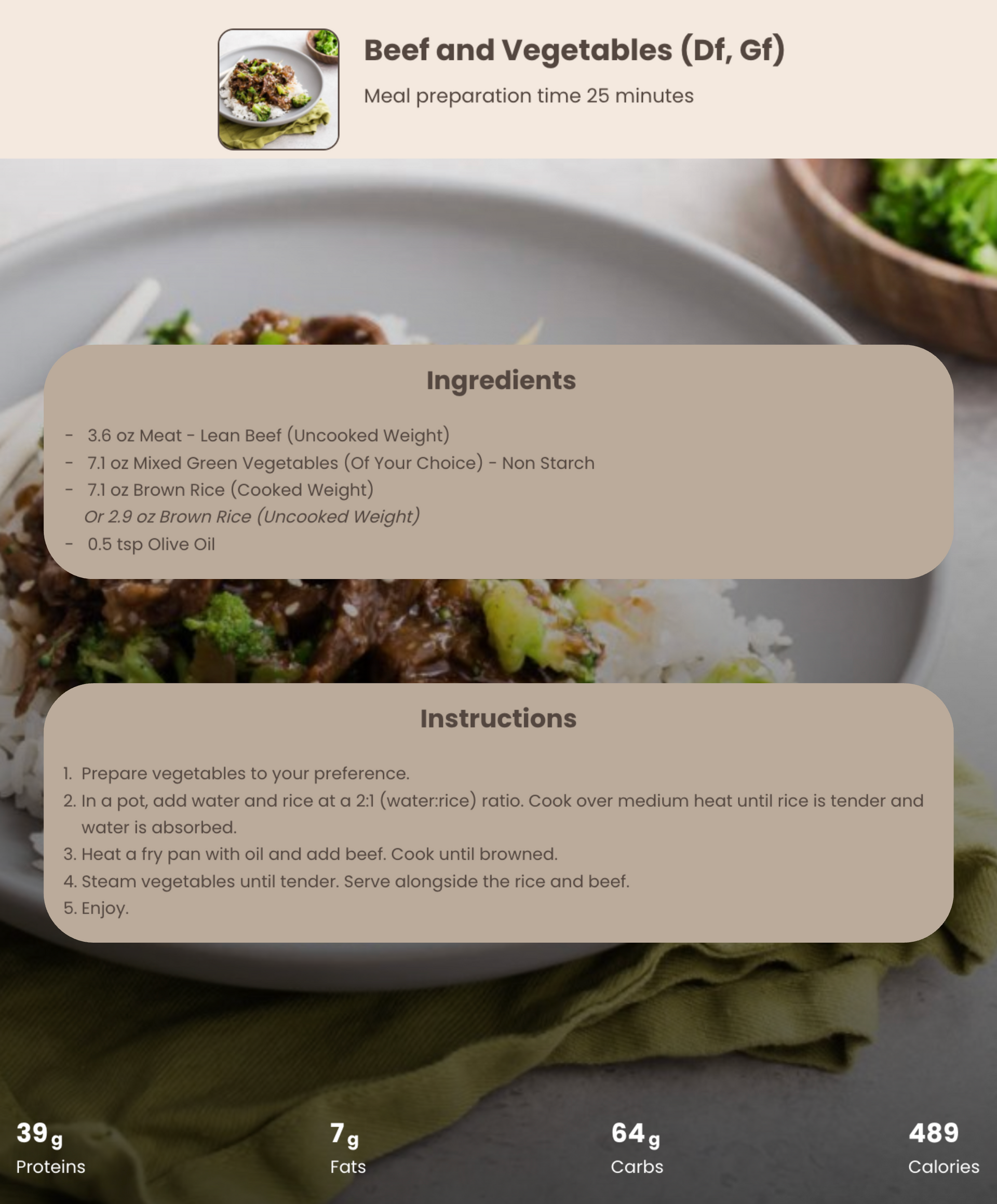 Beef and Vegetables