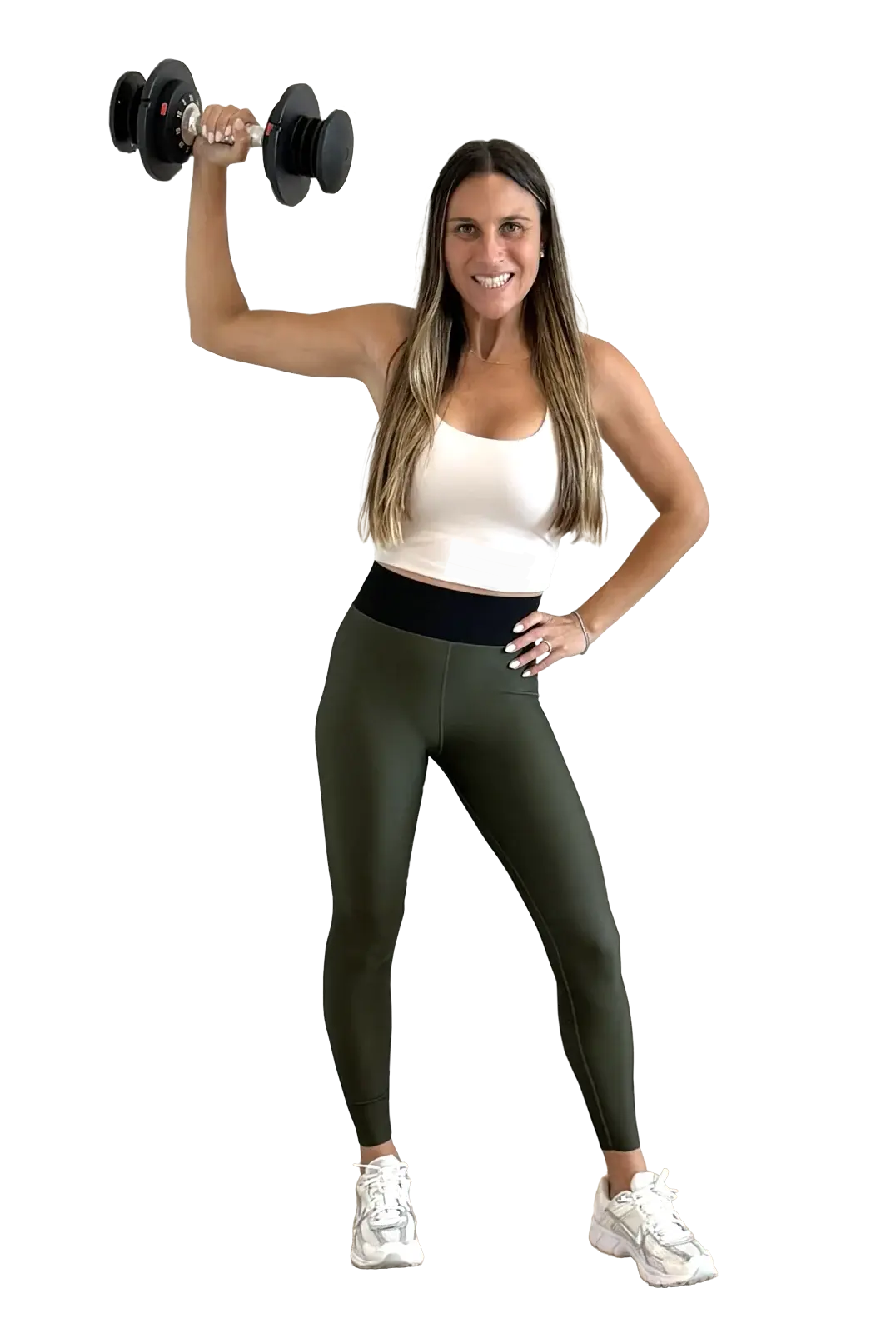 Danielle Felcher coaching with dumbbell
