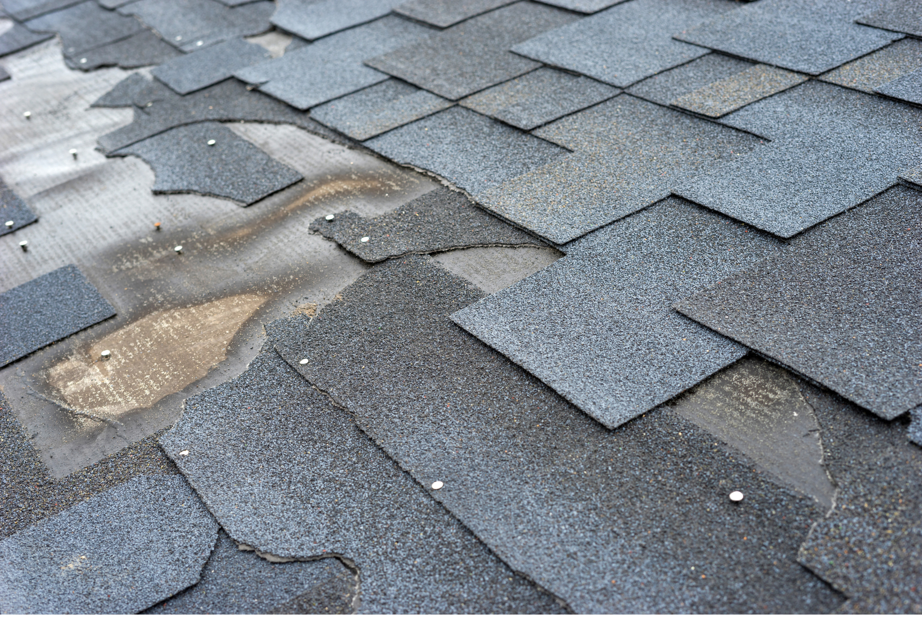 A close up of a roof with a lot of shingles on it.