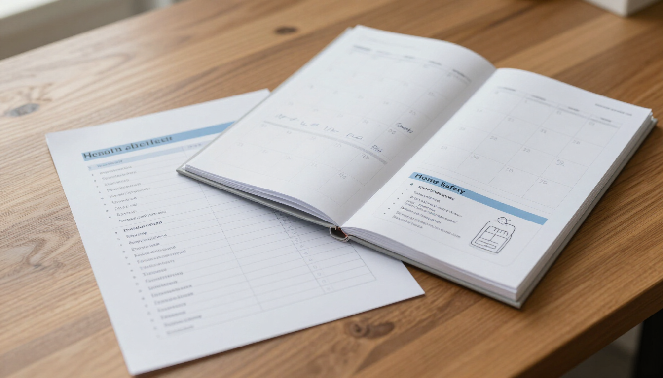 Organized senior support plan with checklist, calendar, and home safety notes