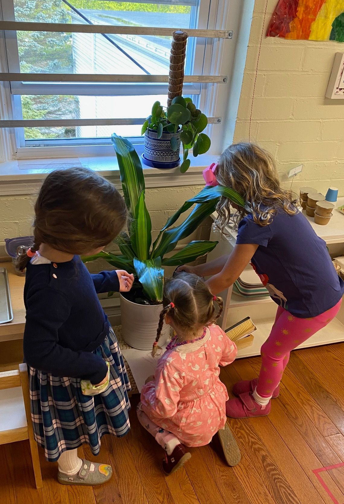 Montessori childs working in the classroom