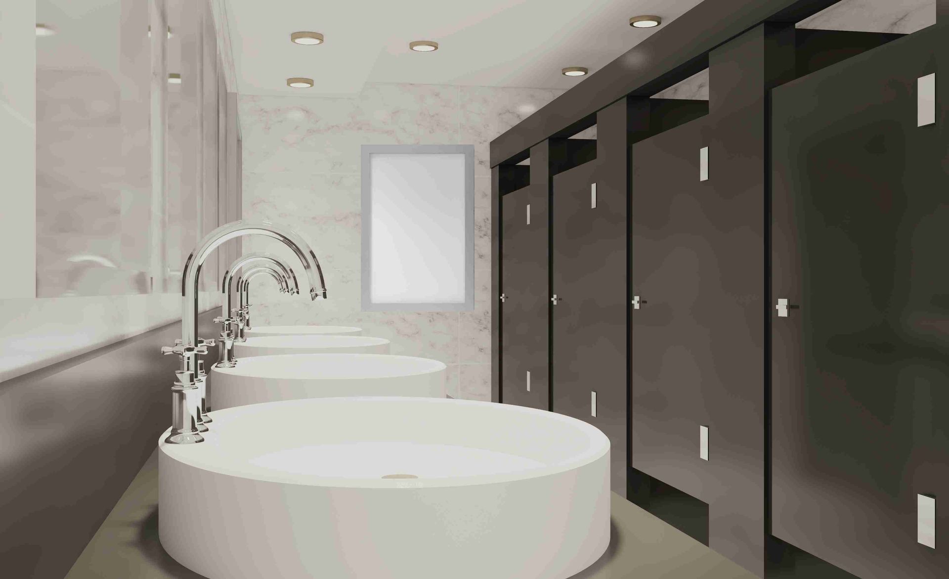A bathroom with a lot of sinks and toilets. — Viison Kitchens & Joinery Forster In Old Bar, NSW