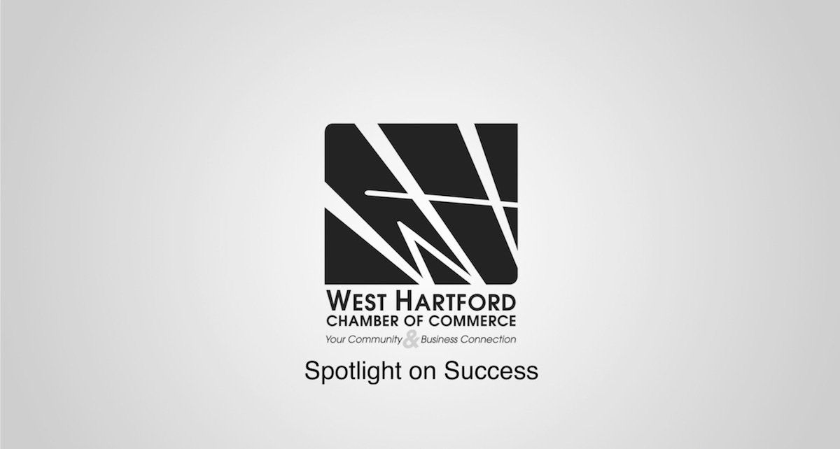 A black and white logo for west hartford chamber of commerce