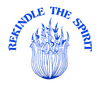 A blue logo that says rekindle the spirit