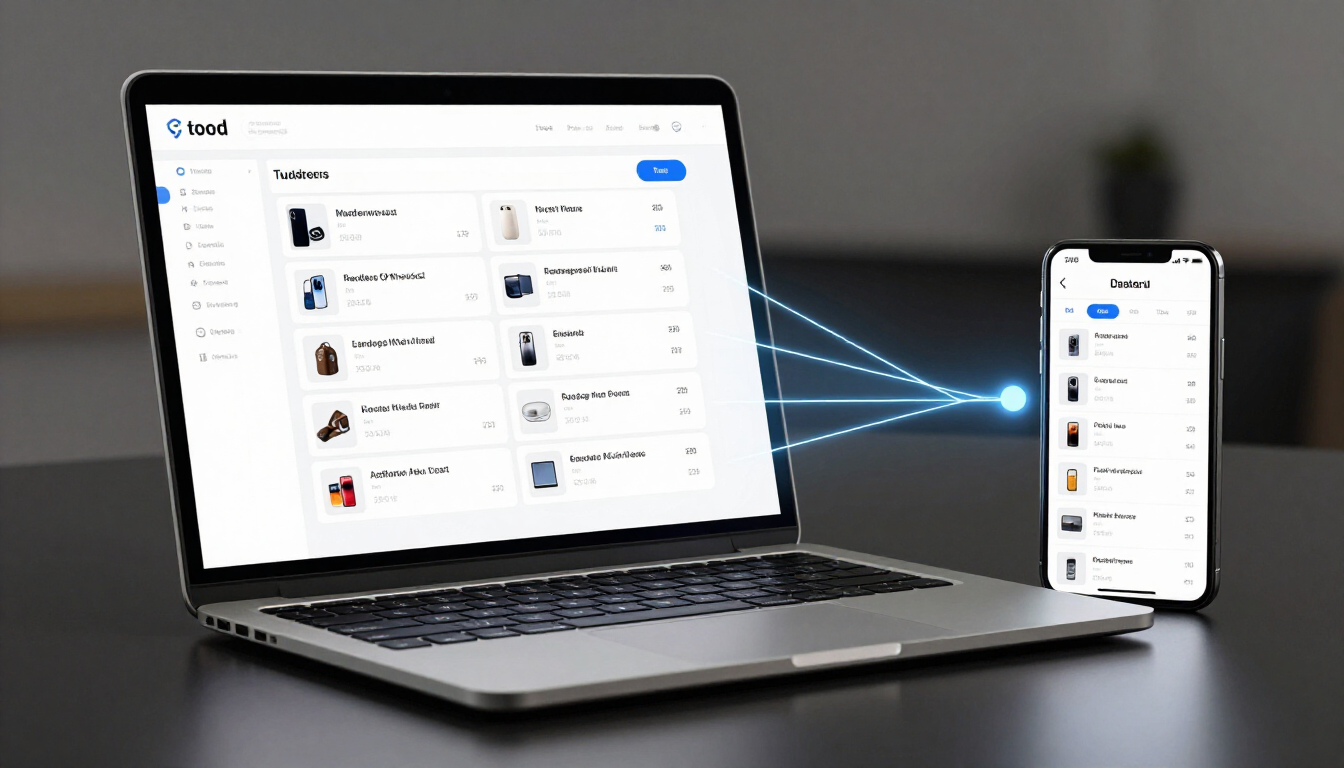 Digital interface showing inventory sync