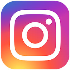 Instagram app icon: white camera shape on a colorful gradient background of orange, pink, and purple.