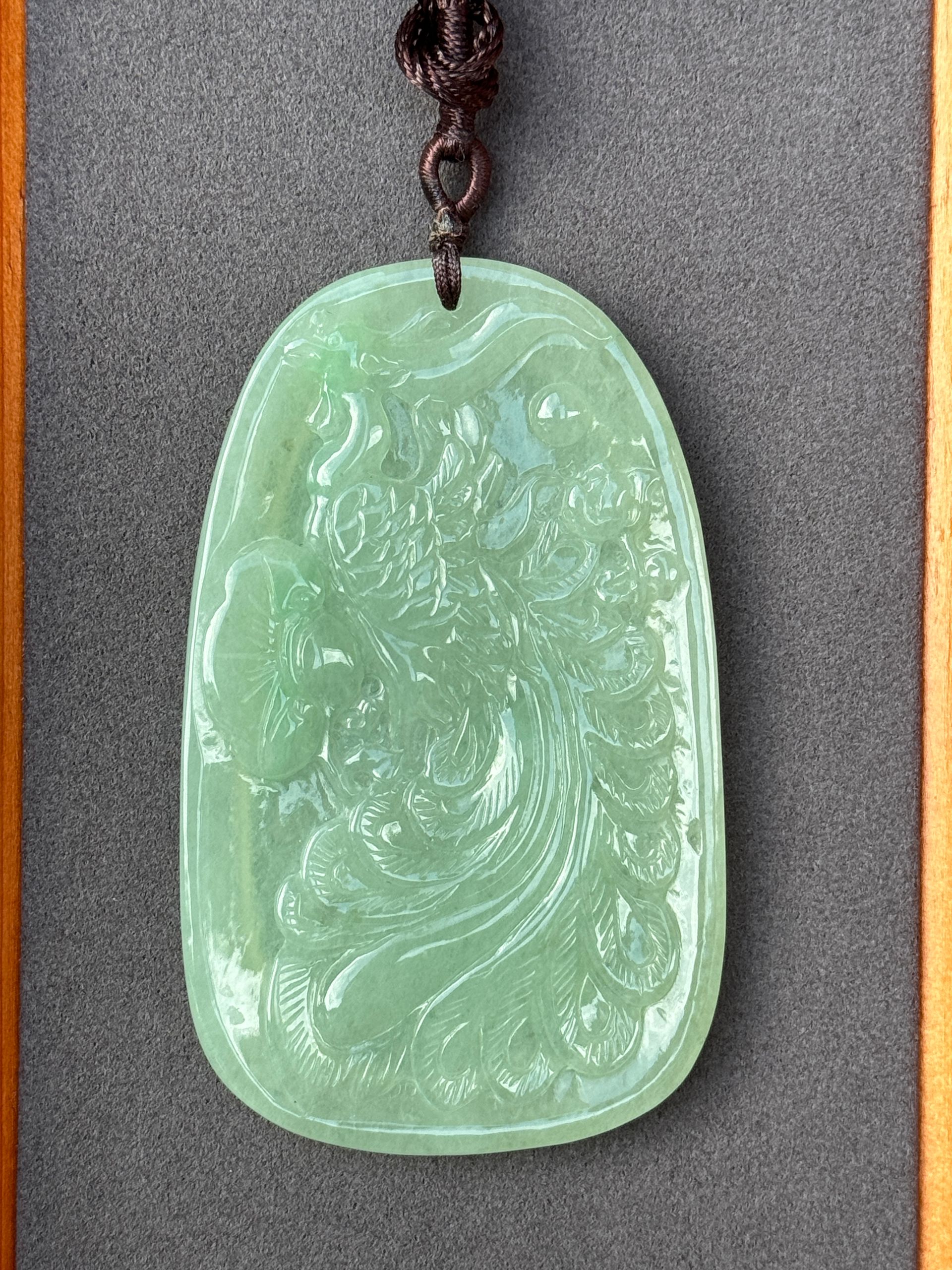 Icy Light Green Phoenix Jadeite  Pendant