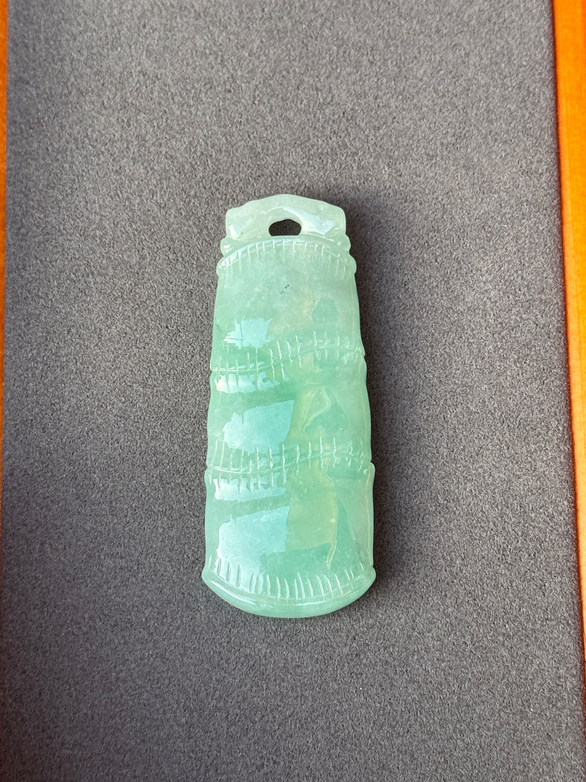 Icy Light Green Bamboo Jadeite Pendant