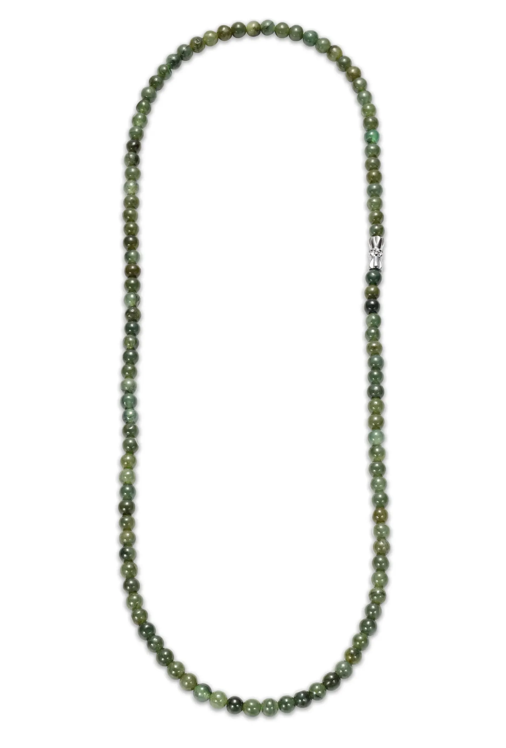 Thin Oil Green Jadeite Beaded Necklaces