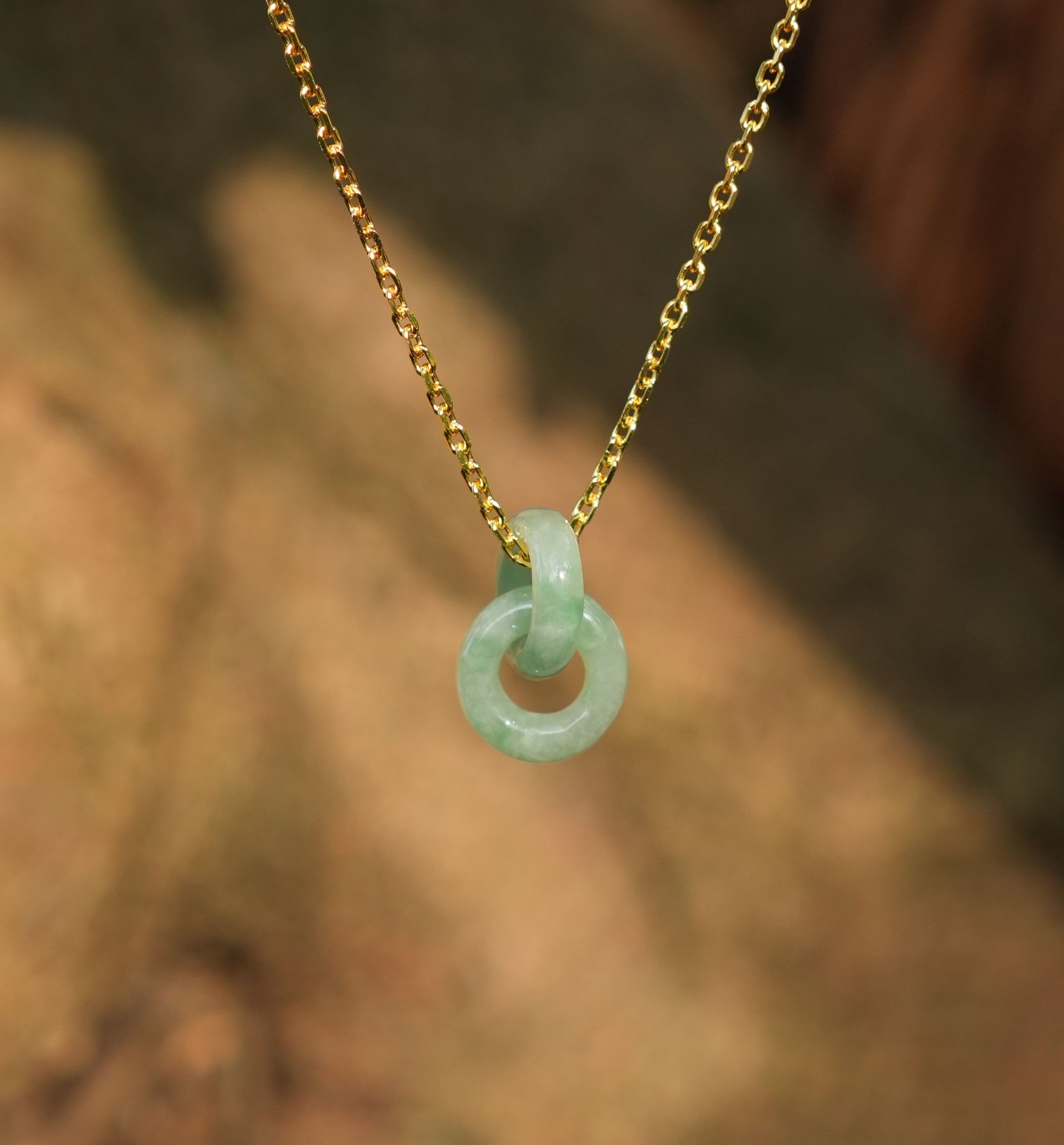 Icy Green Jadeite Double Donuts Pendant
