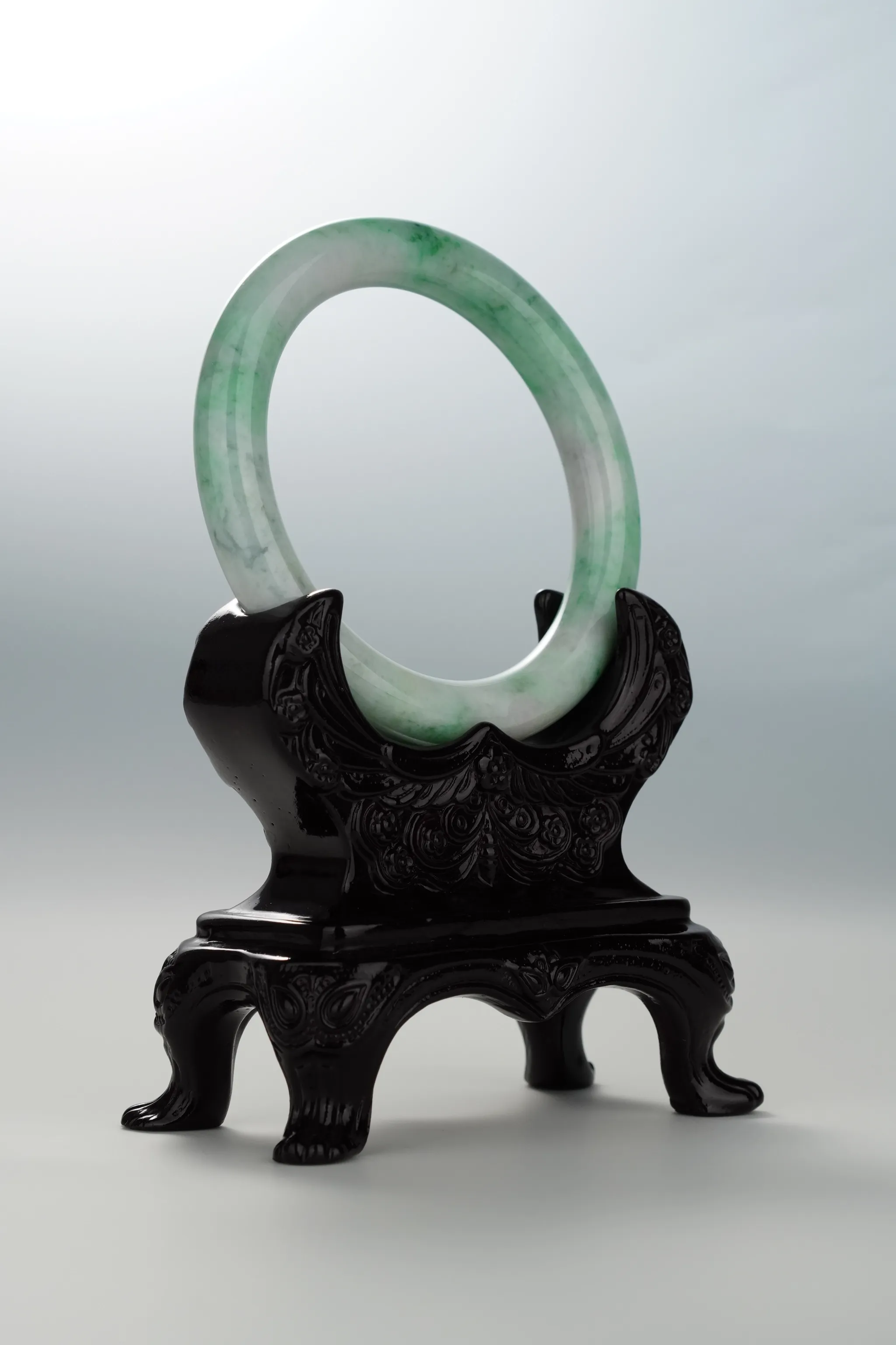 Sun Green & White Jadeite Bangle