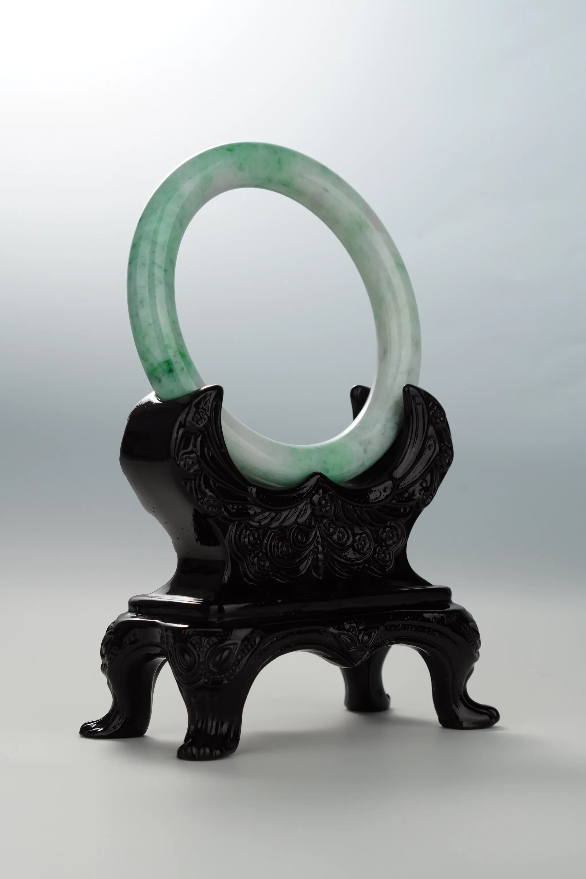Sun Green & White Jadeite Bangle