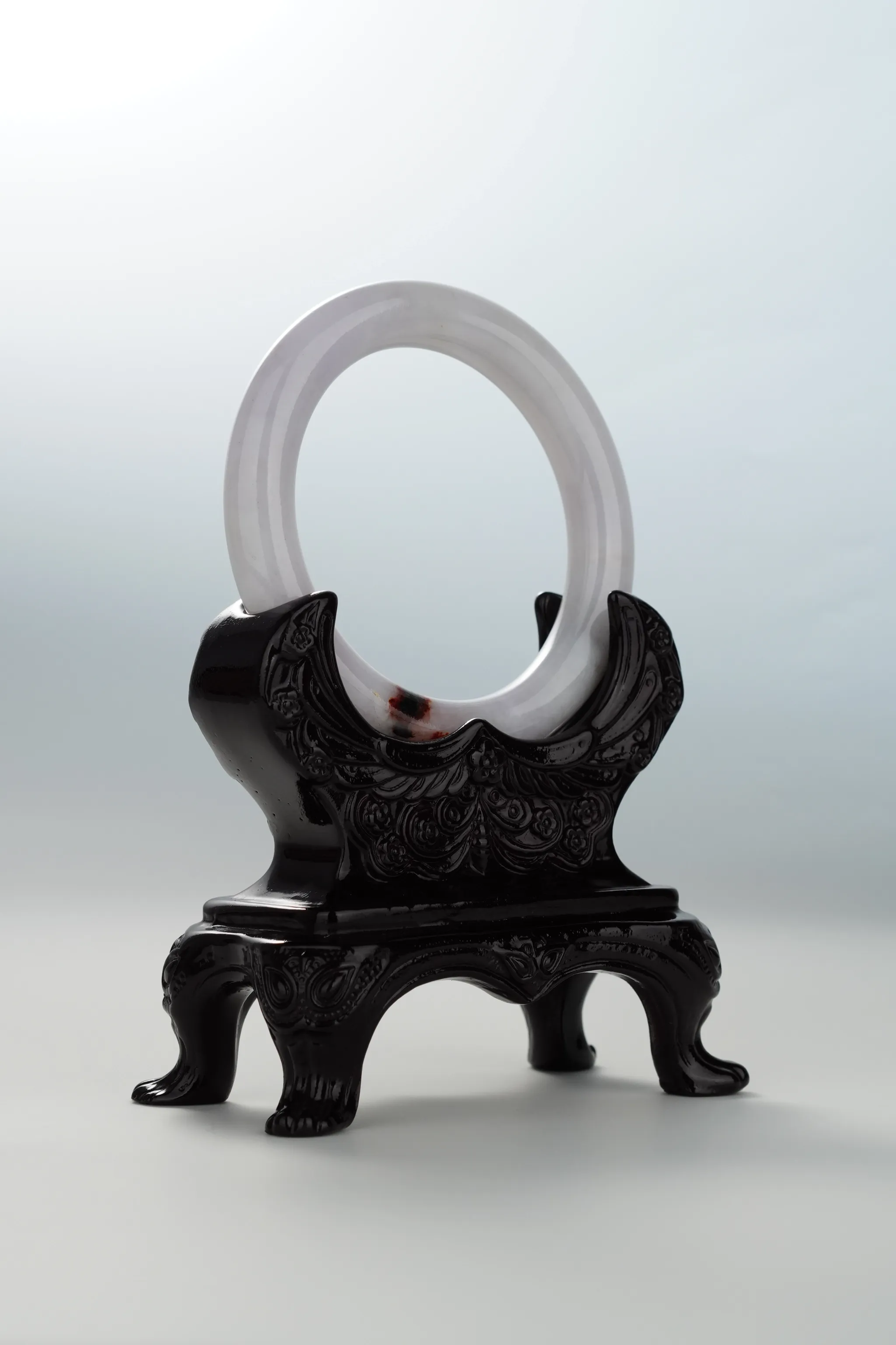 Red Ink & Light Lavender Jadeite Bangle