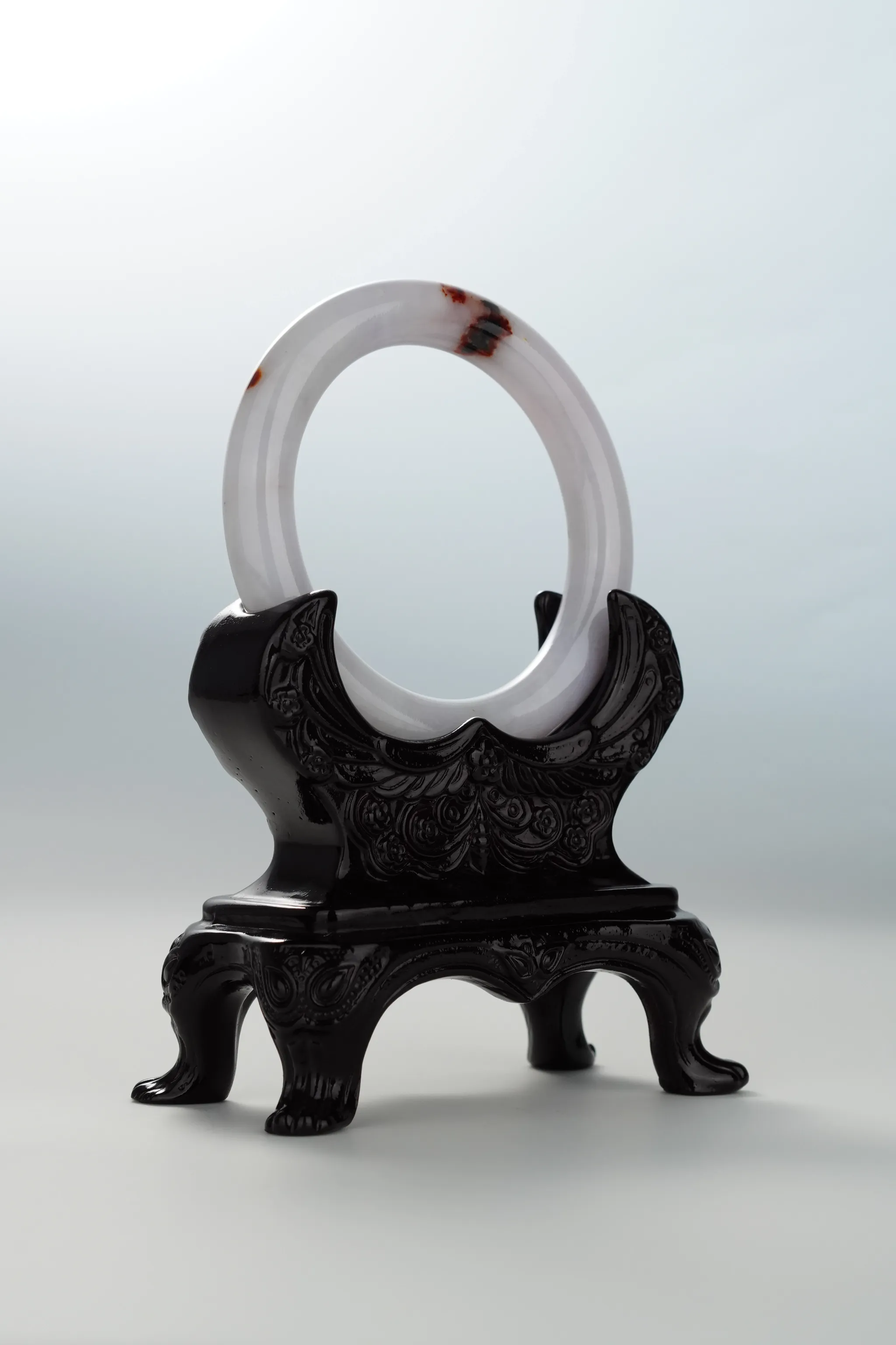 Red Ink & Light Lavender Jadeite Bangle