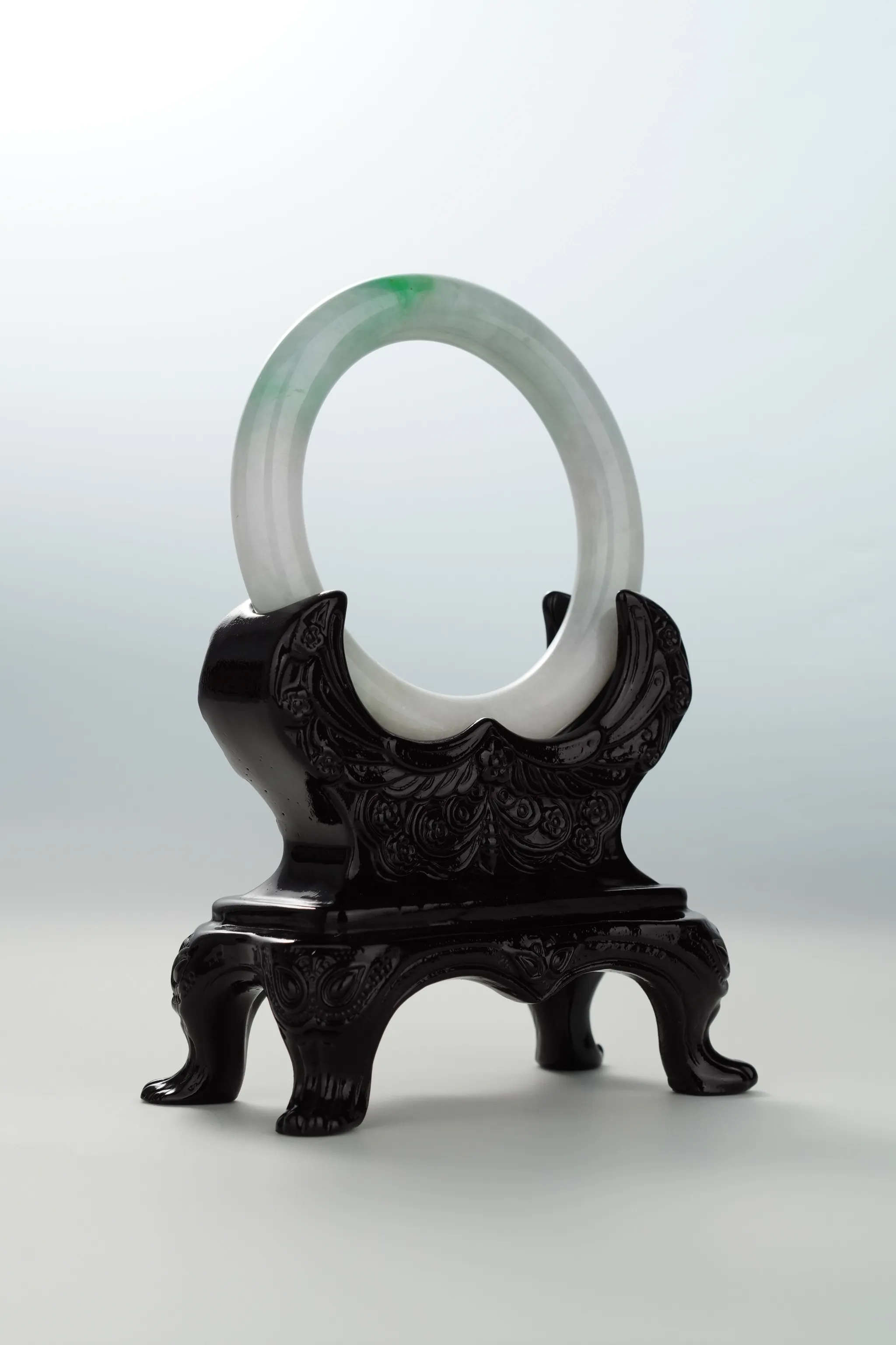 Sun Green White Jadeite Bangle