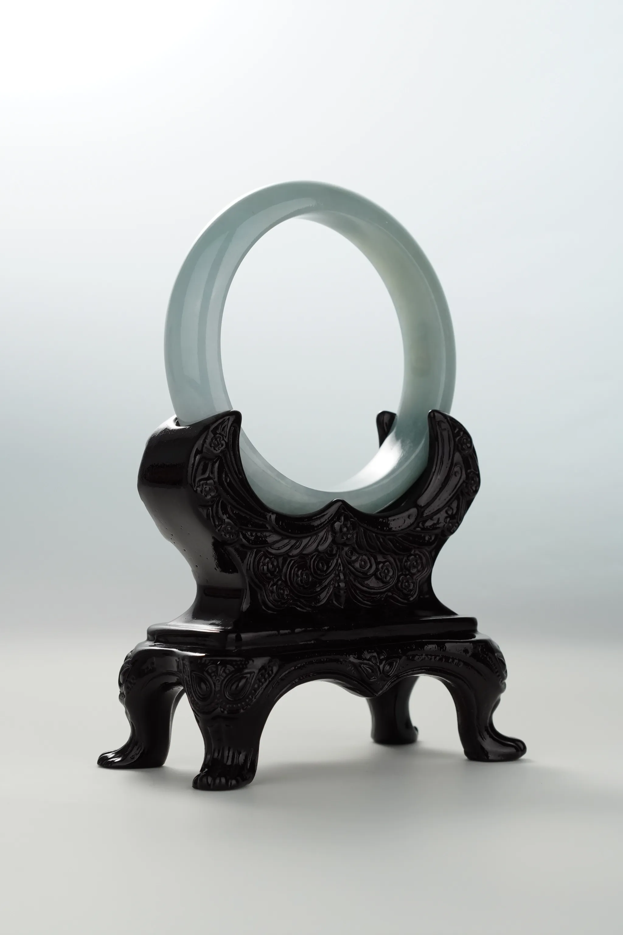 White Icy Bluish Green Jadeite  Bangle