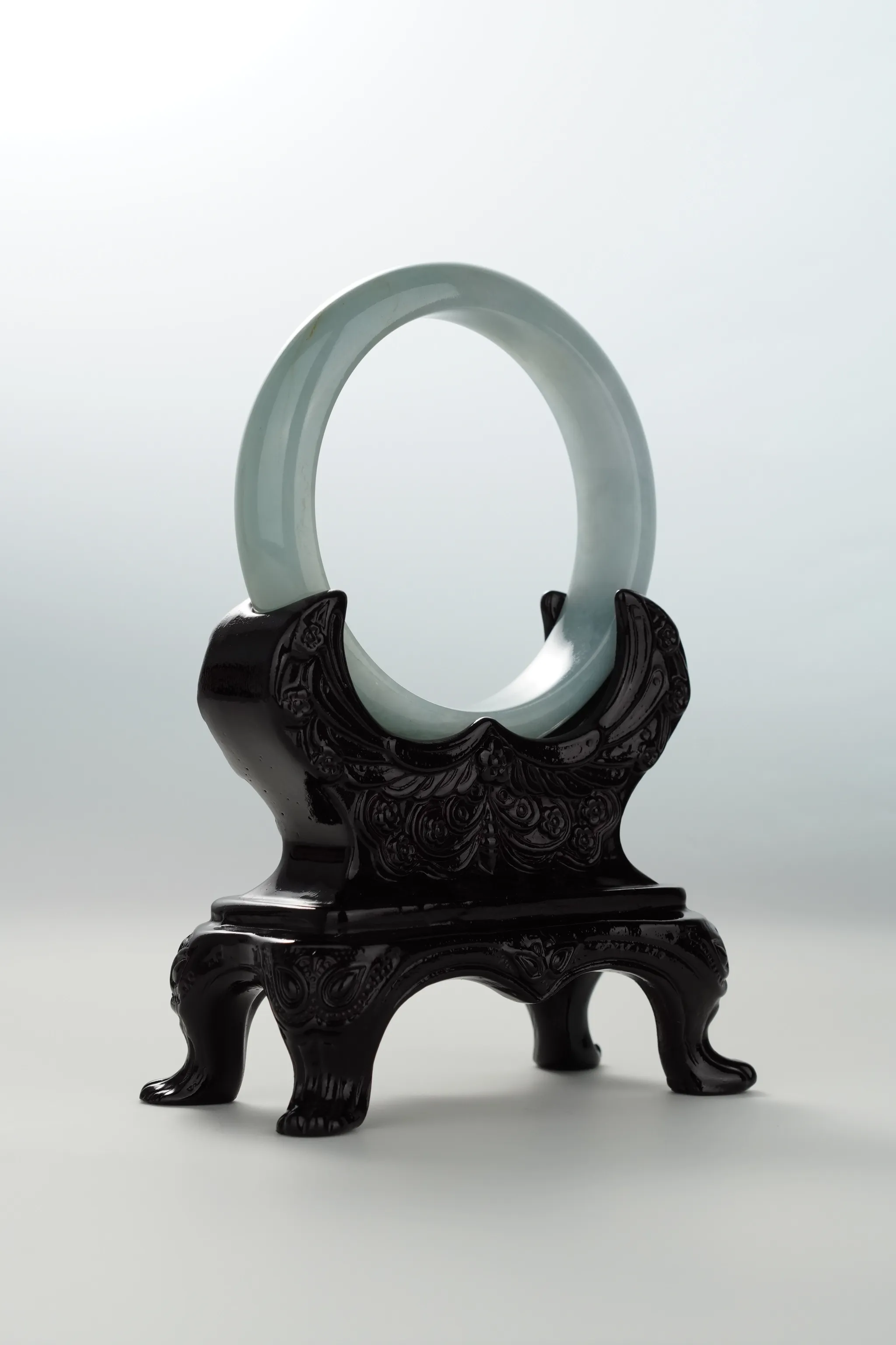 White Icy Bluish Green Jadeite  Bangle