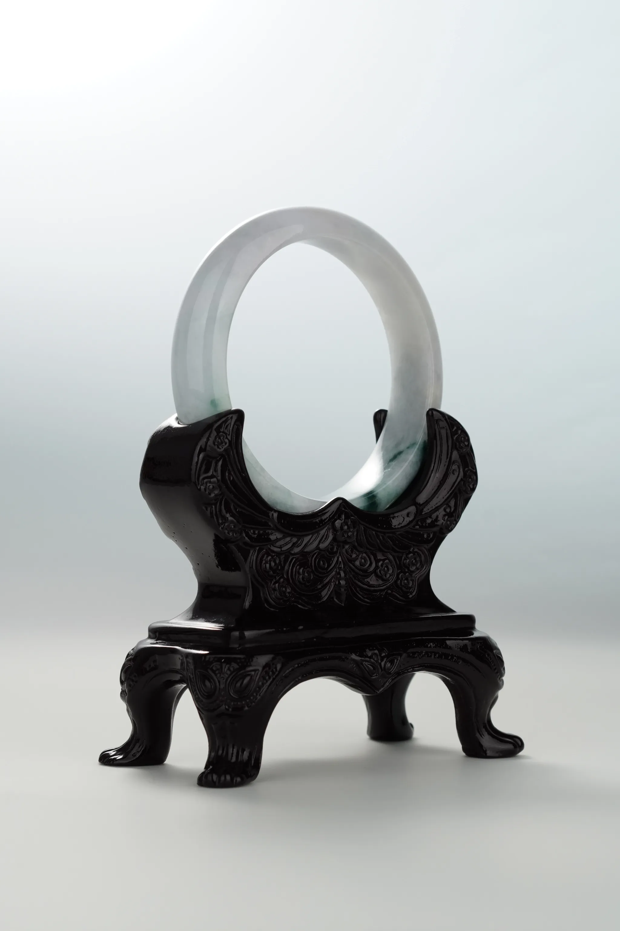 White & Forest Green Jadeite Bangle