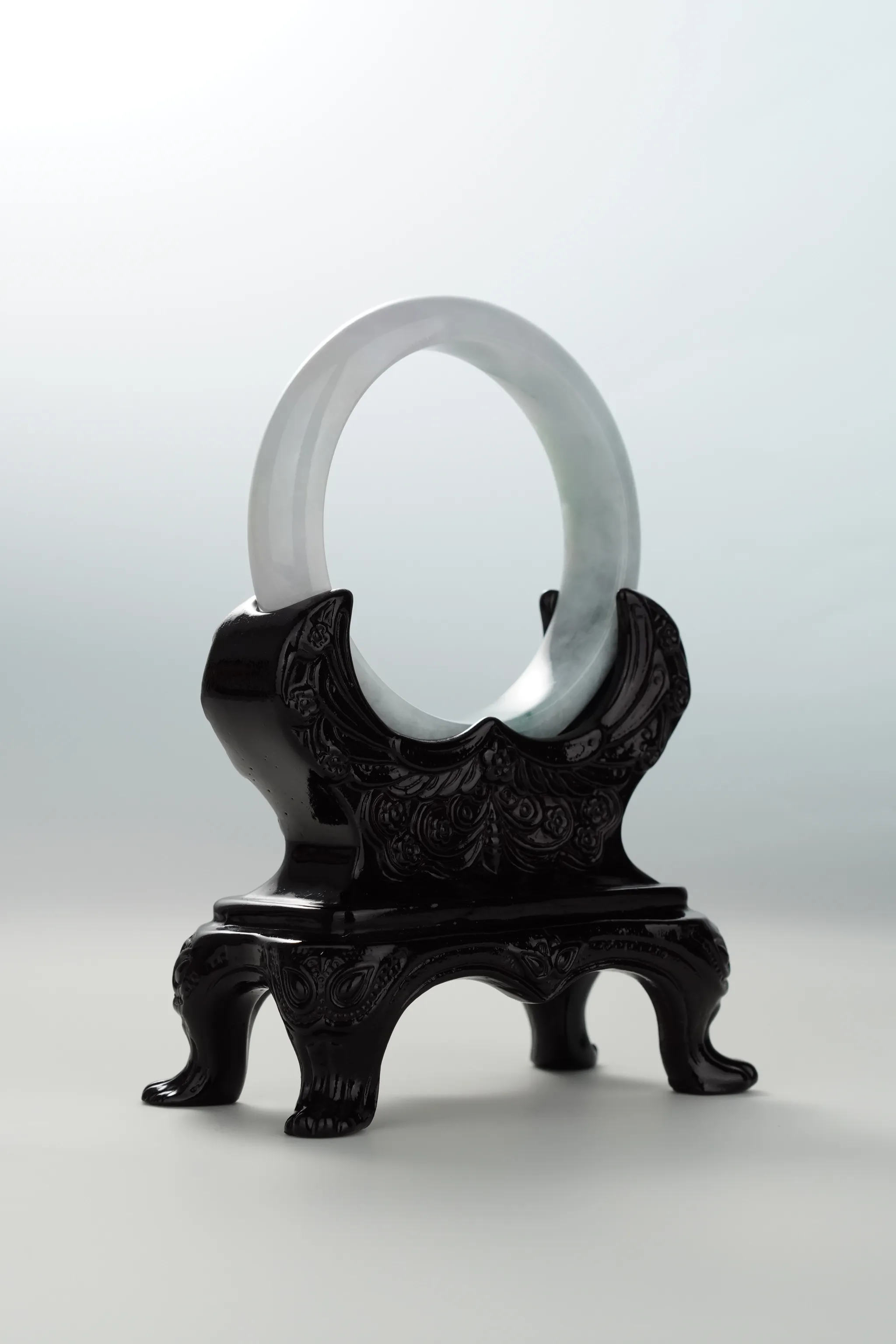 White & Forest Green Jadeite Bangle