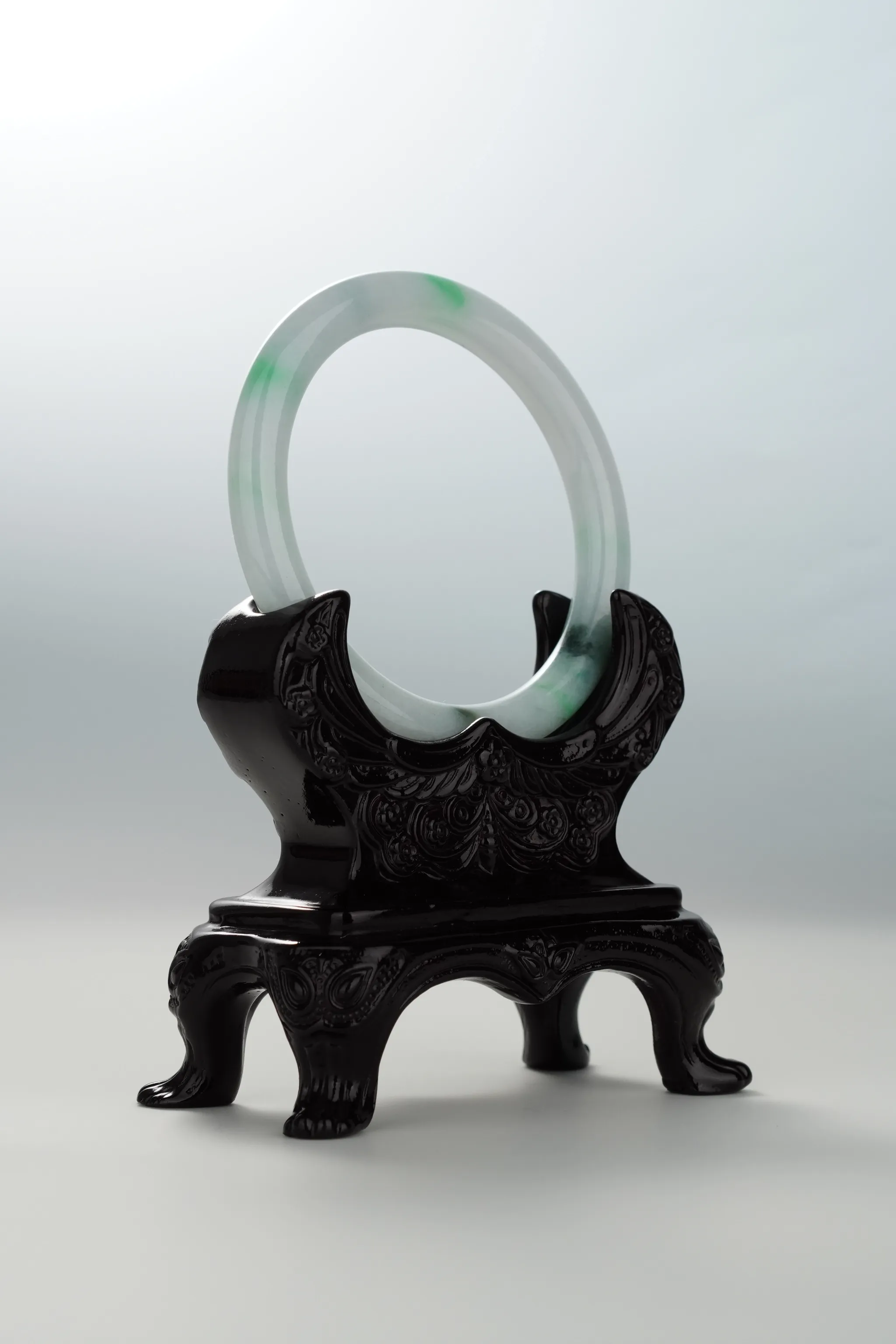 Icy Sun Green & White Jadeite Bangle