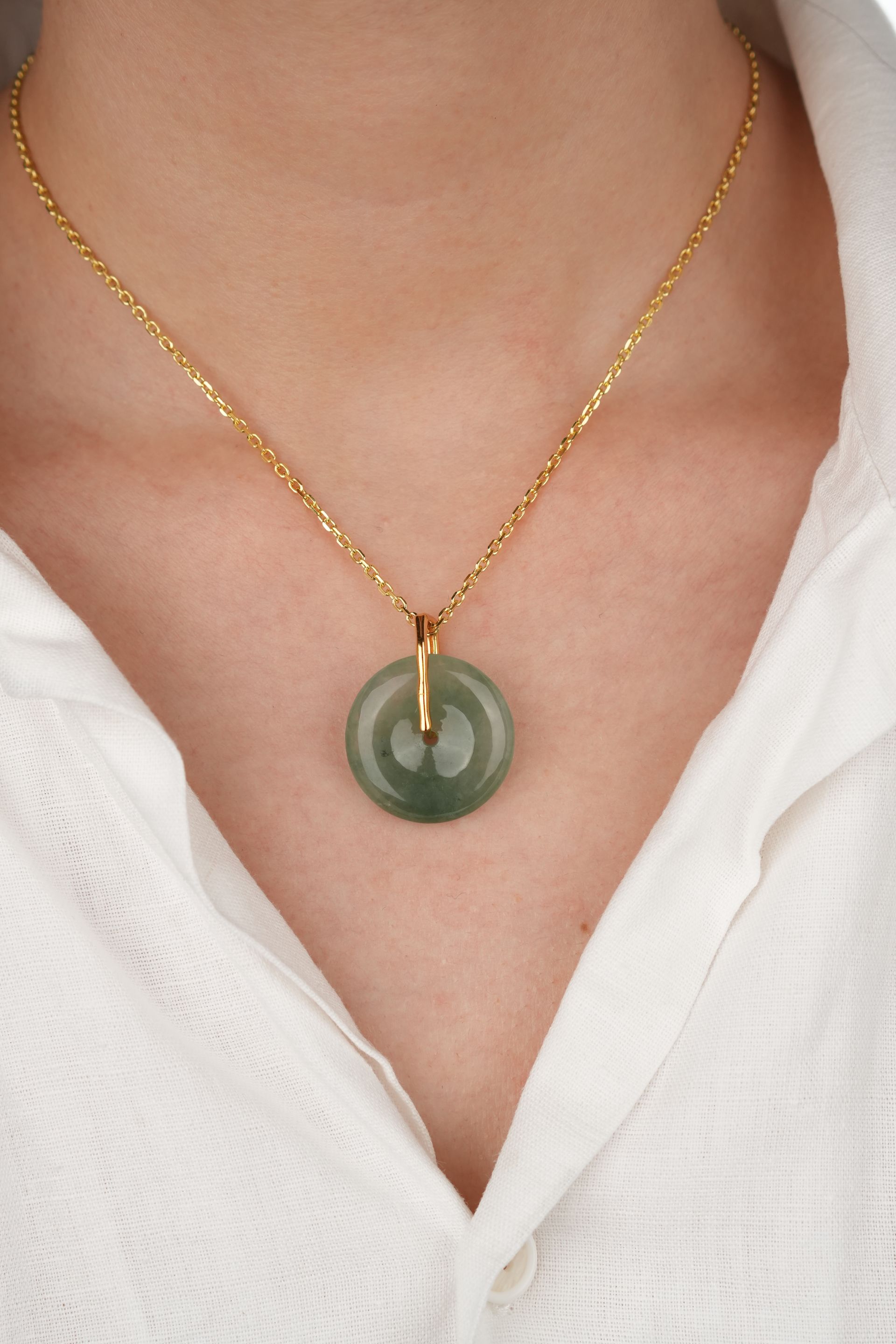 Icy Green Jadeite Donut Pendant