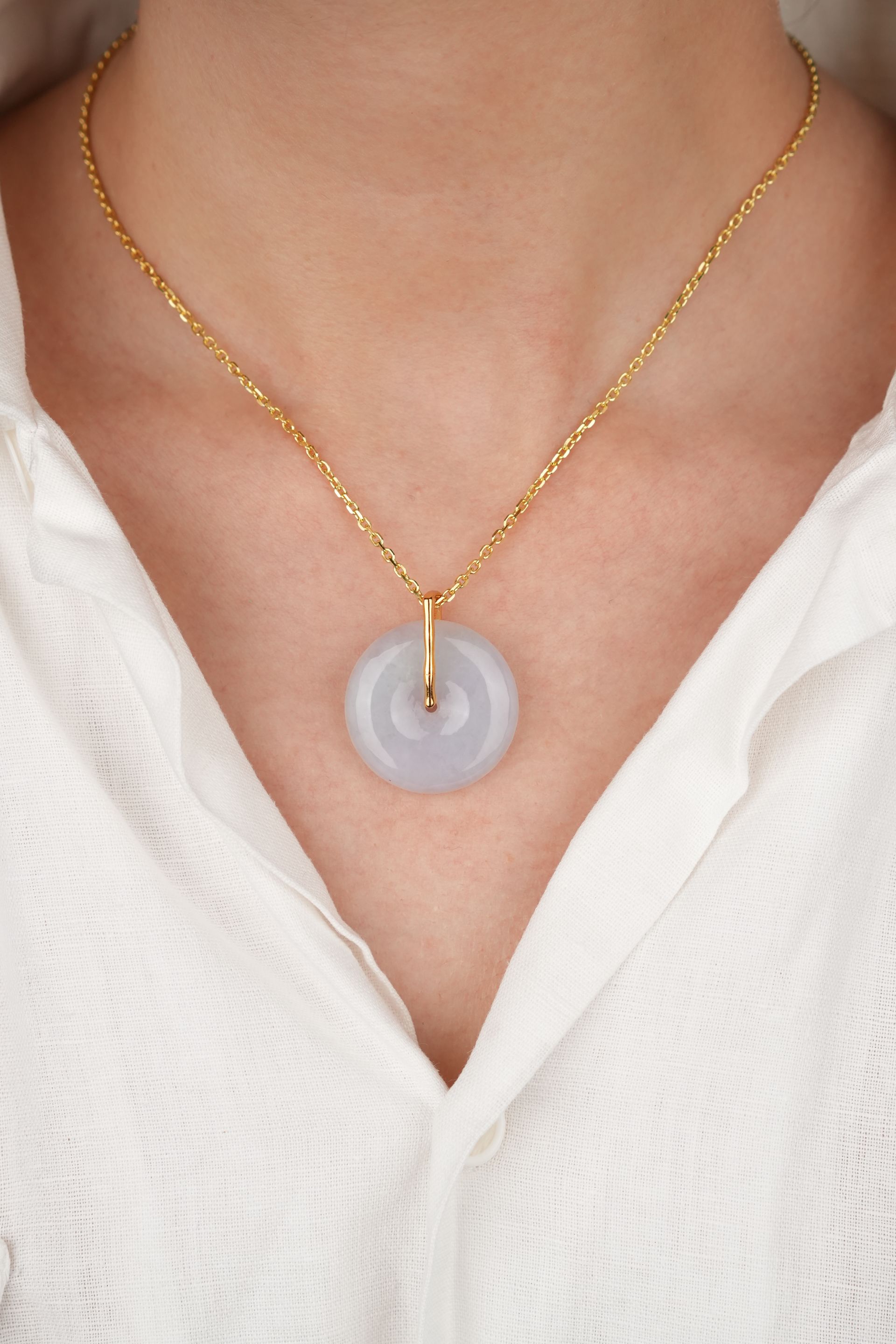 Icy Lavender Jadeite Donut Pendant
