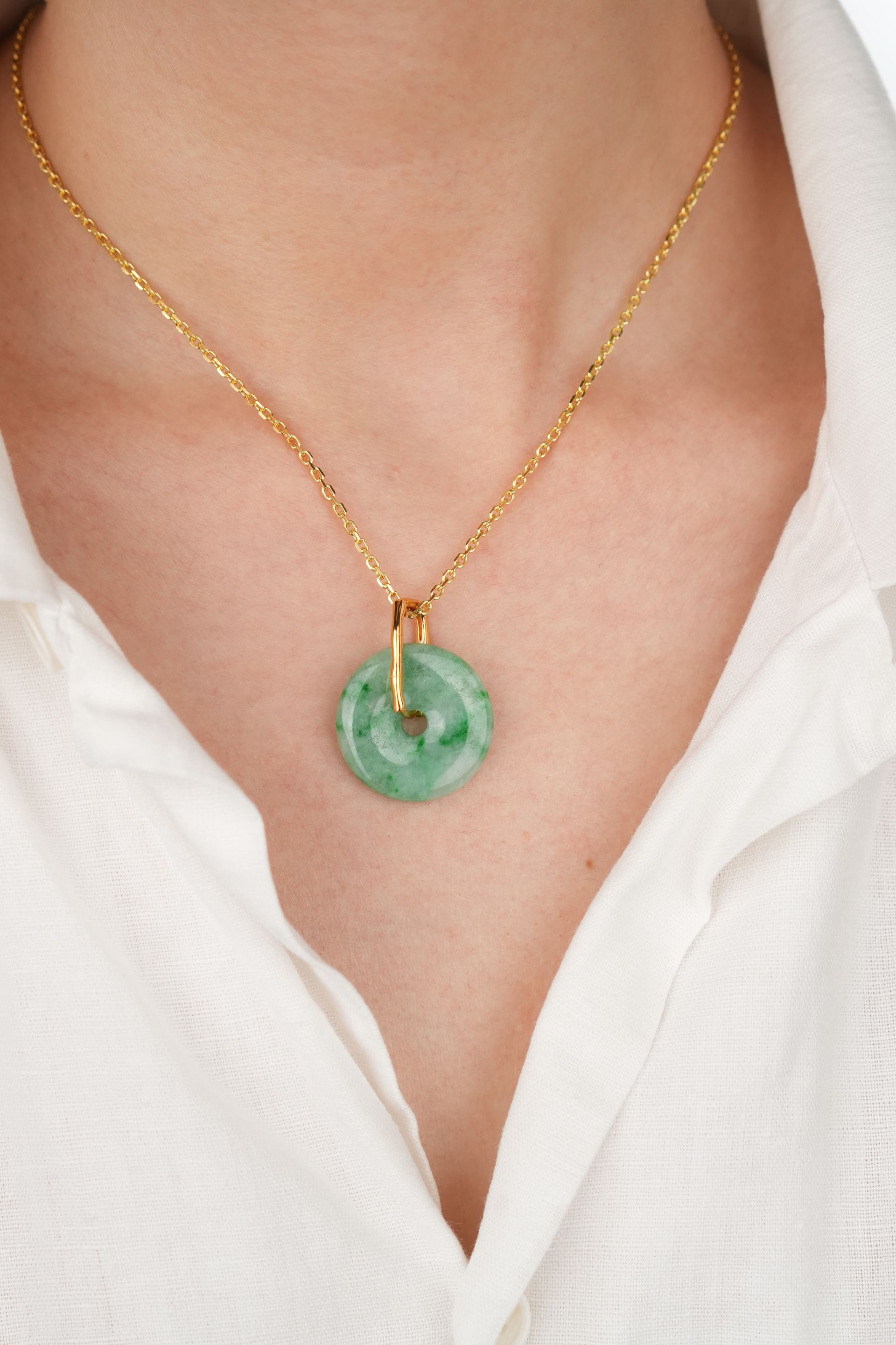 Green Jadeite Donut Pendant