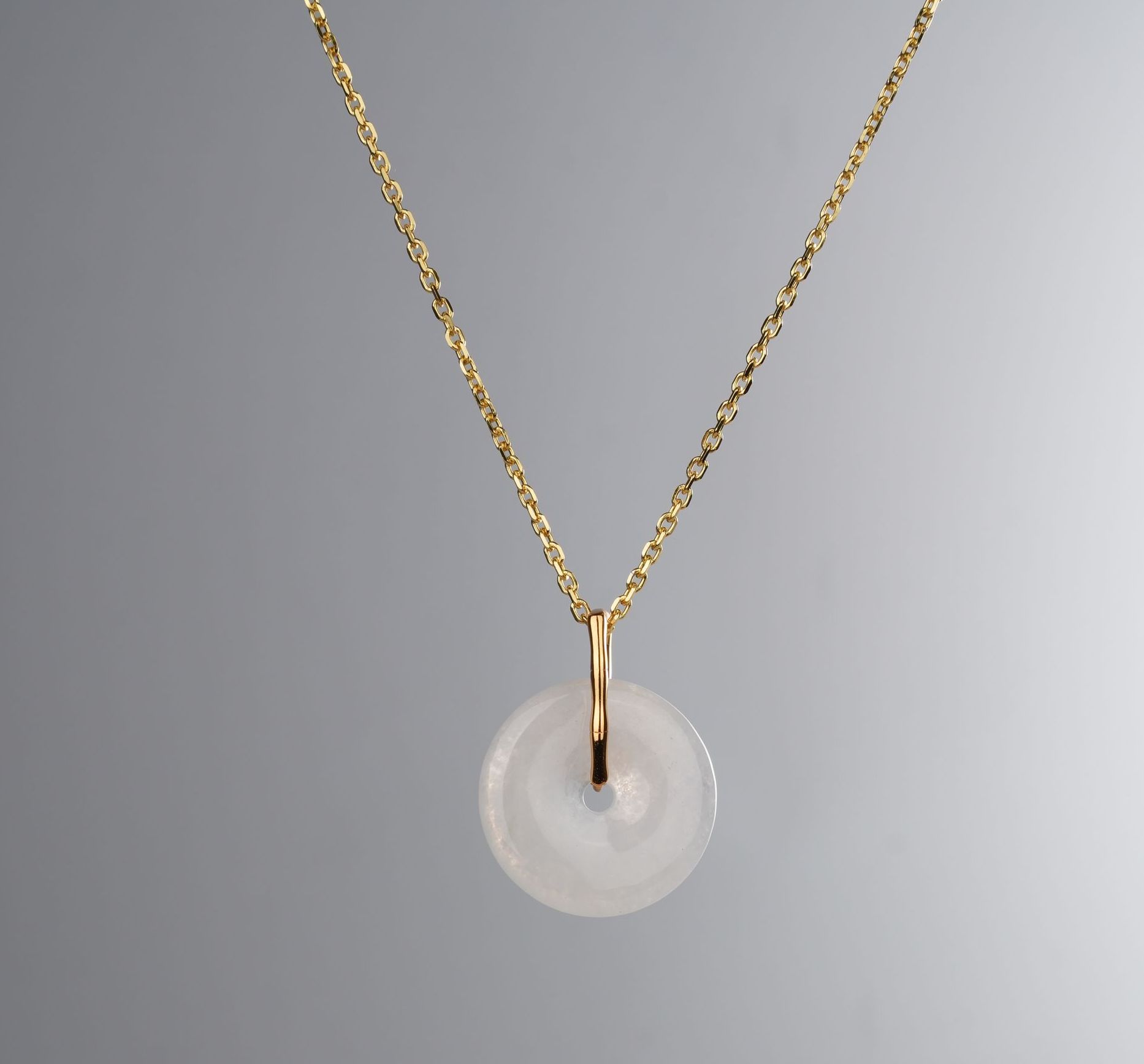Icy White Jadeite Donut Pendant