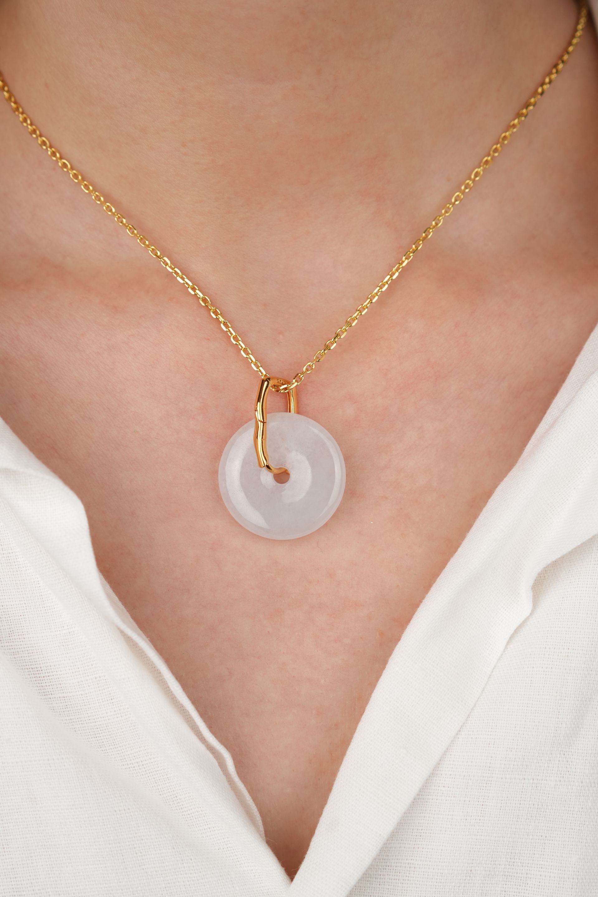 Icy White Jadeite Donut Pendant