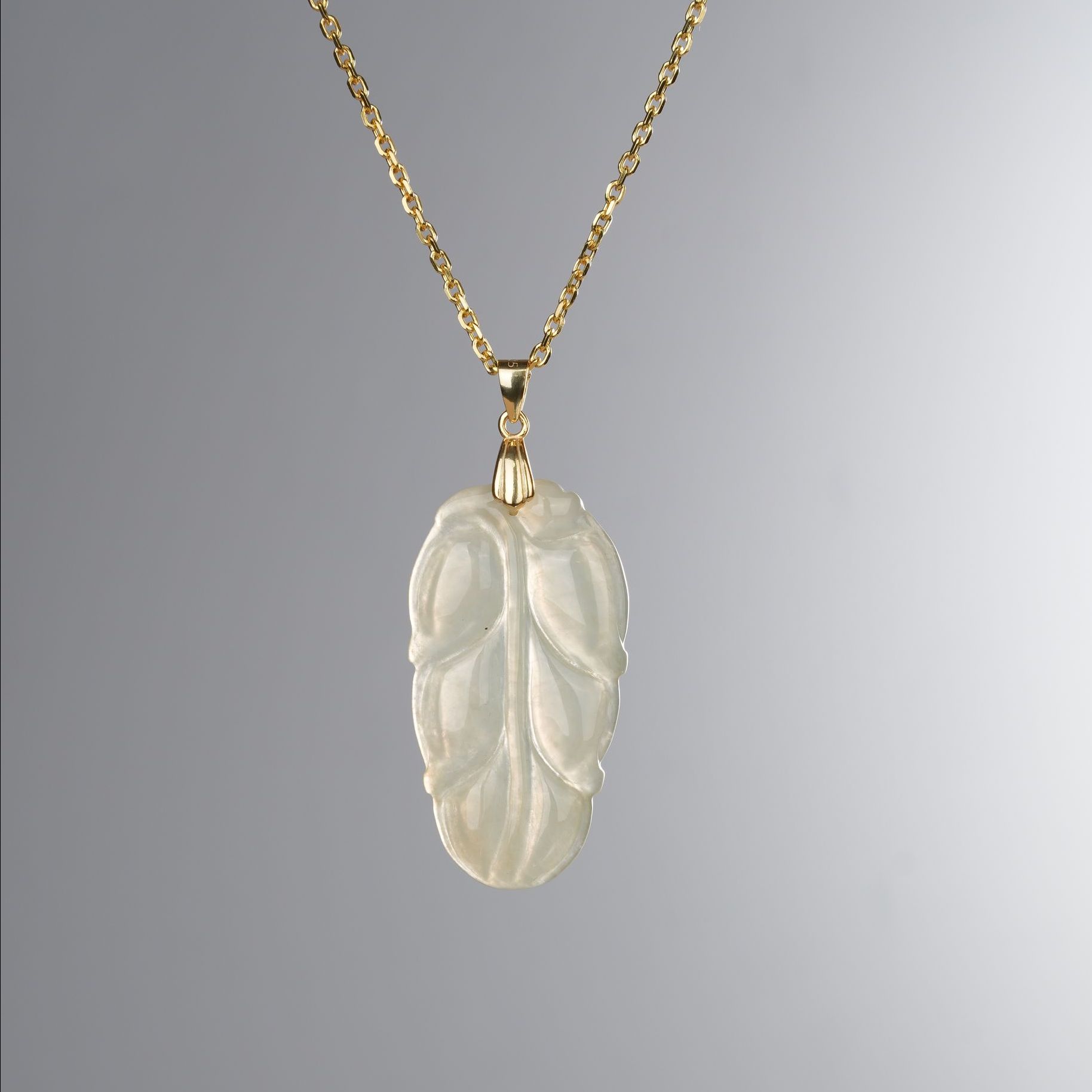 Icy Leaf Jadeite Pendant
