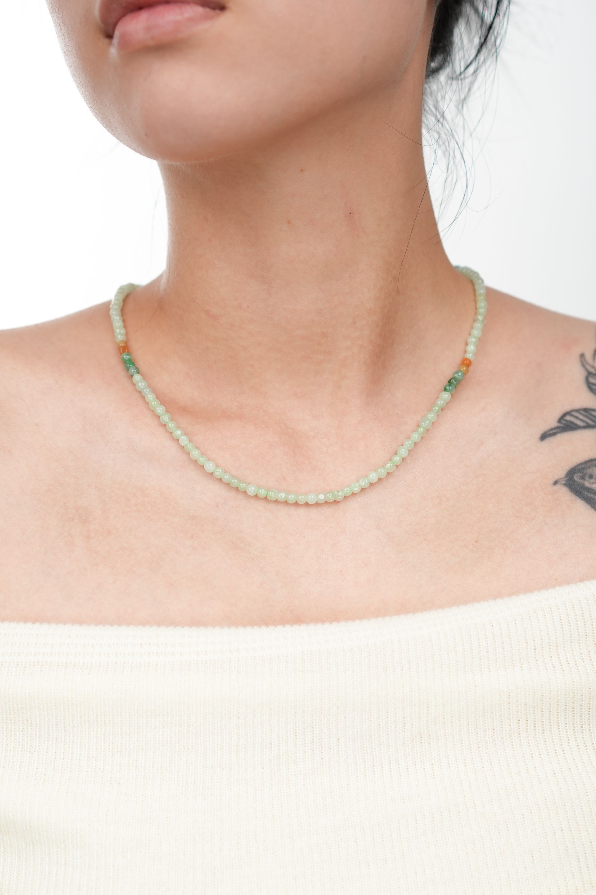 Mini Icy Light Green Jadeite Mixed Color Necklace