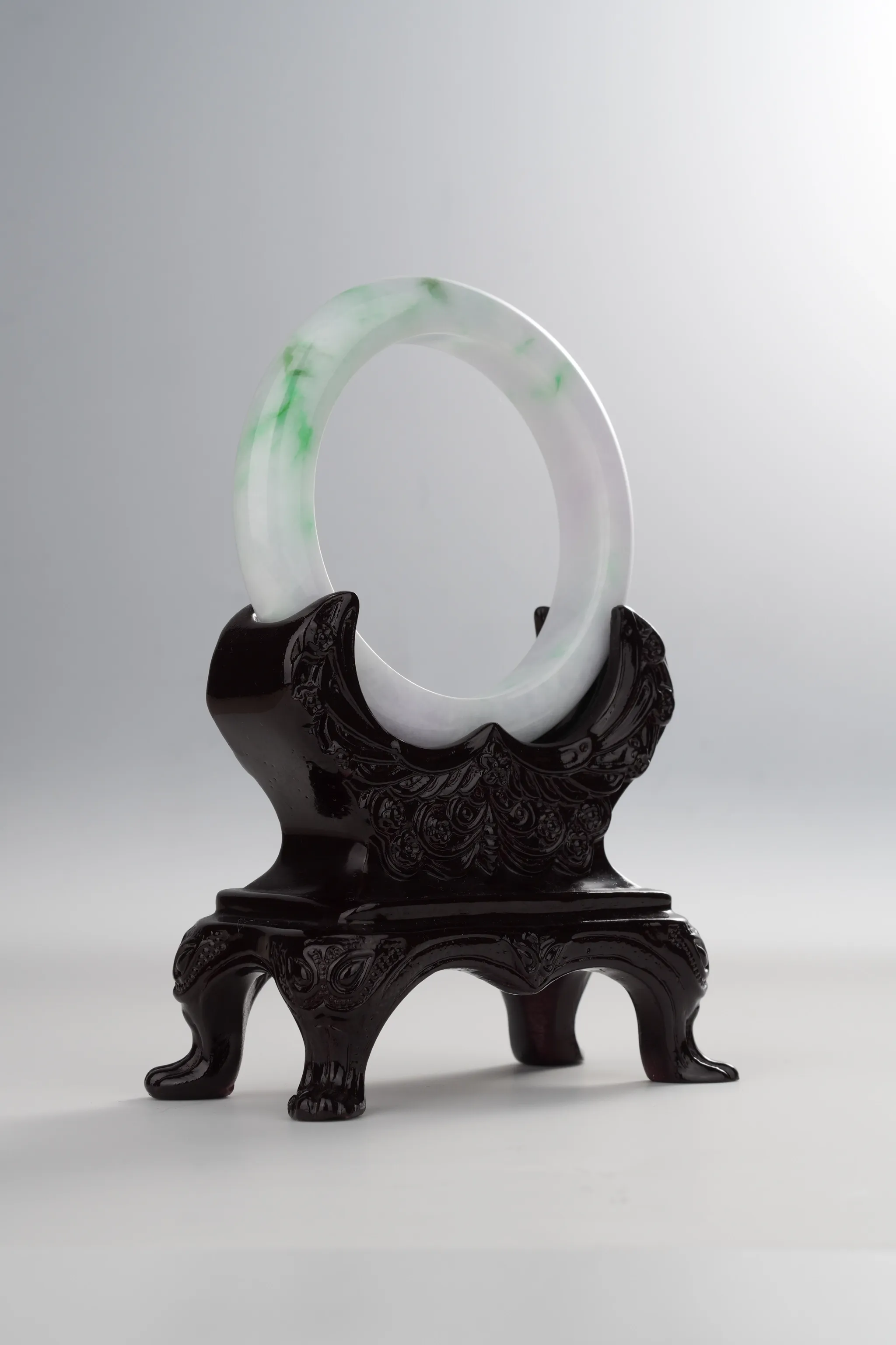 Sun Green & Light Lavender Jadeite Jade Bangle