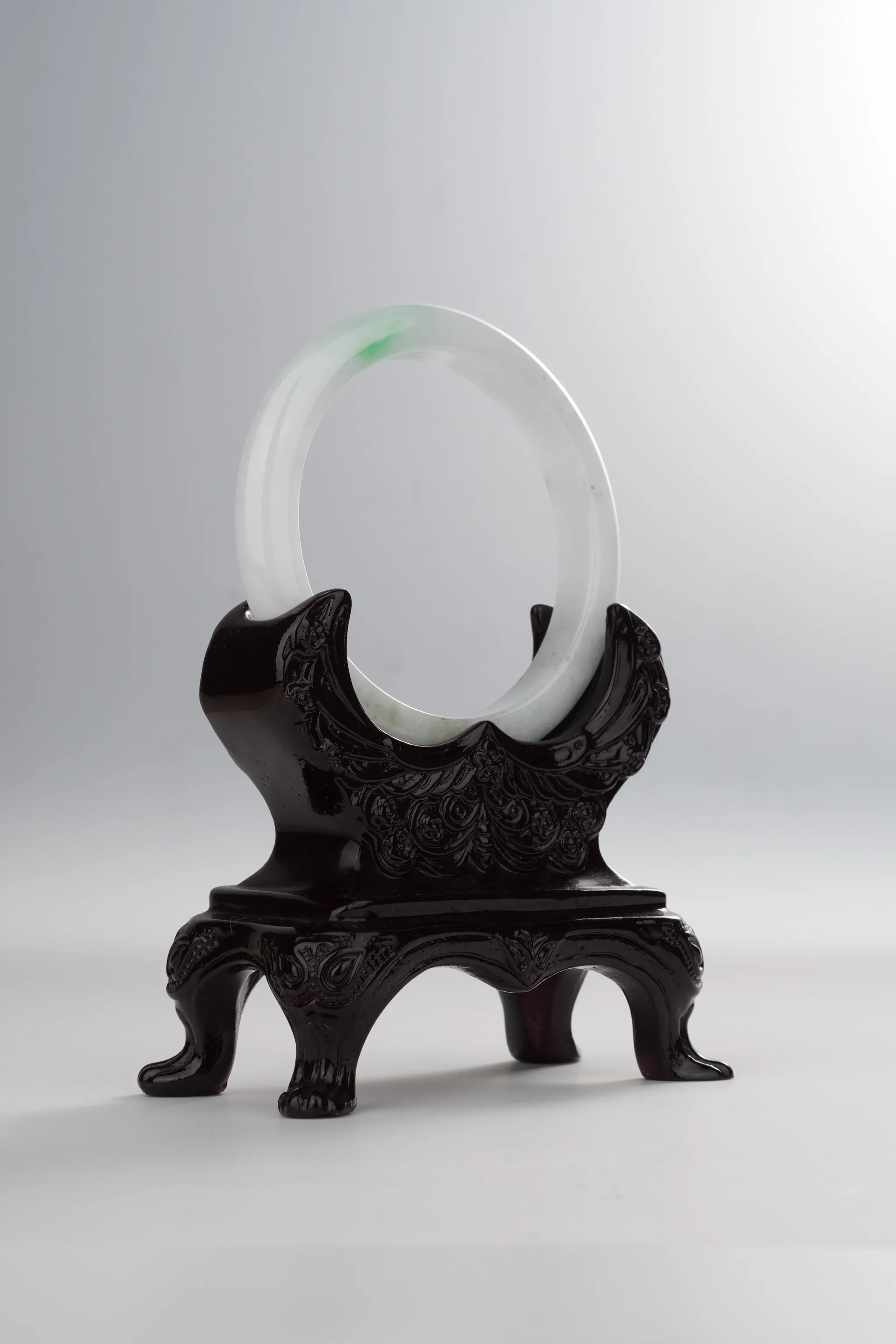 White & Sun Green Jadeite Bangle