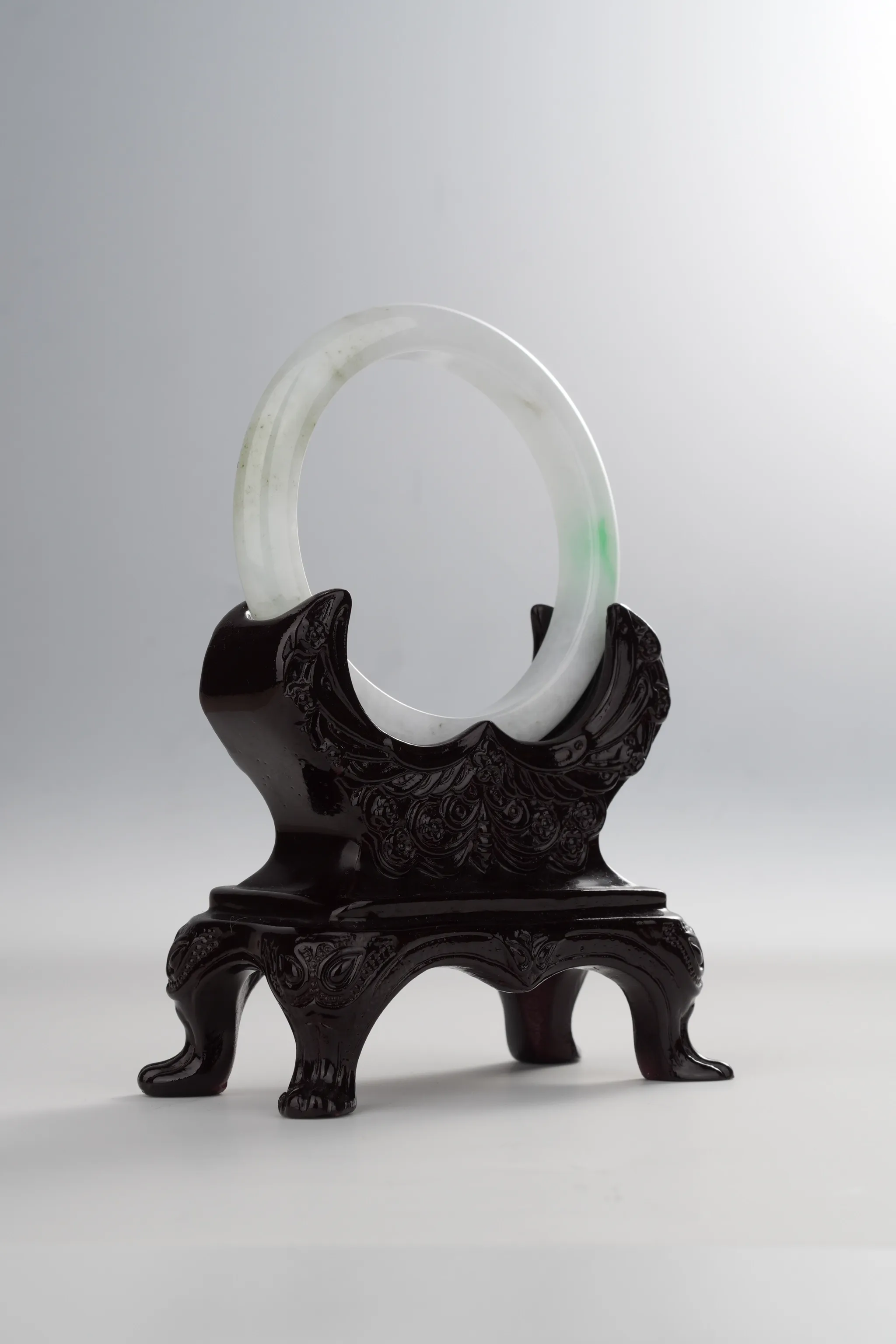 White & Sun Green Jadeite Bangle