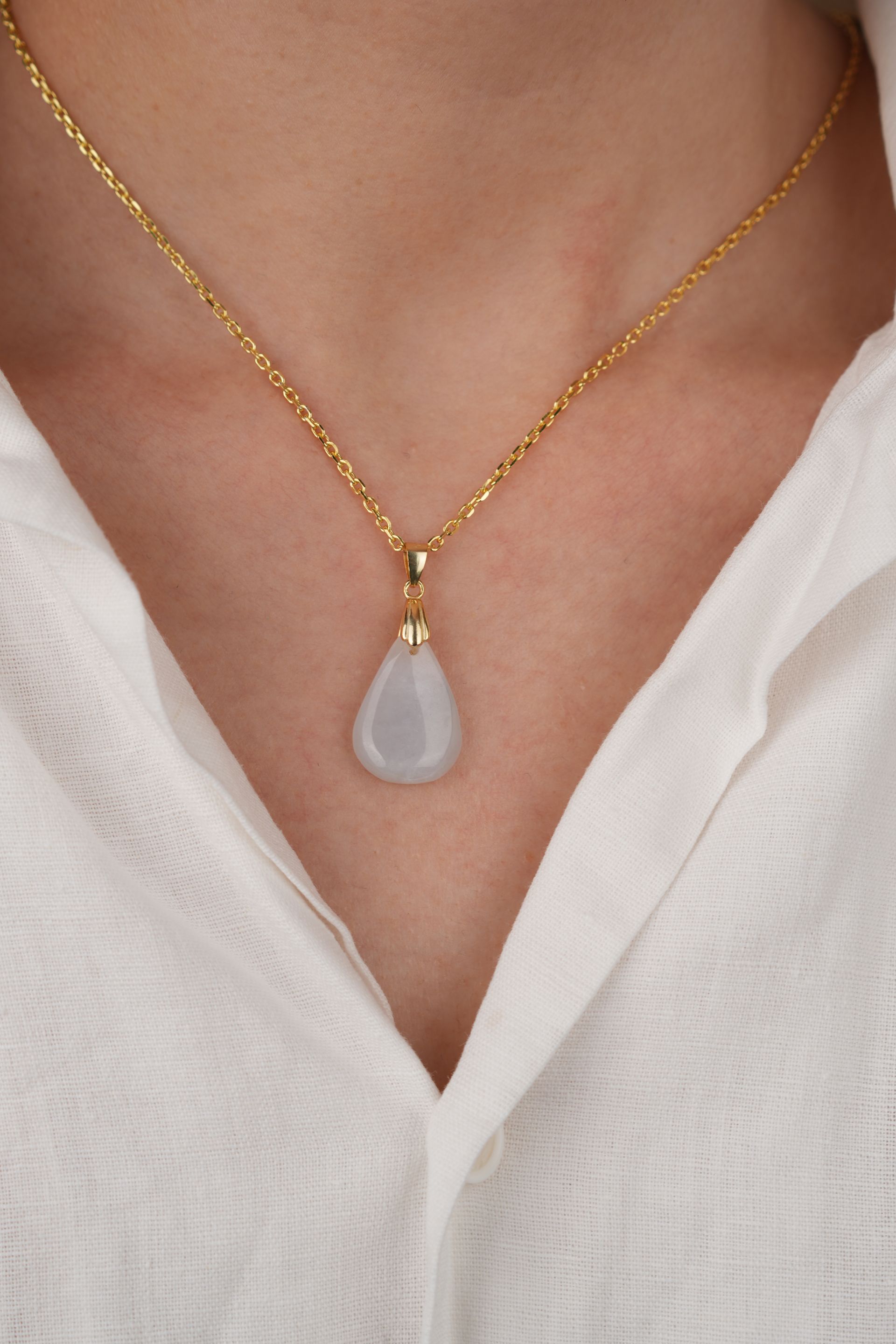 White Jadeite Water Drop Pendant