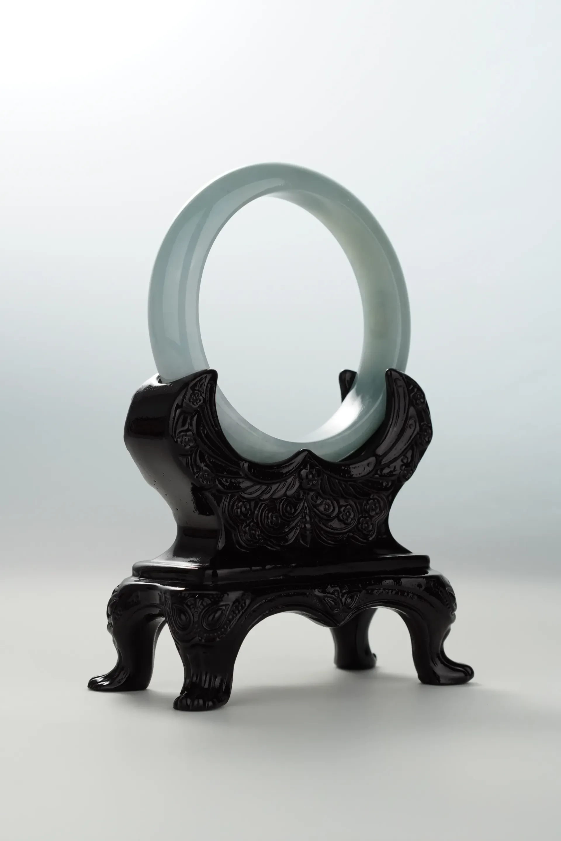 White Icy Bluish Green Jadeite  Bangle