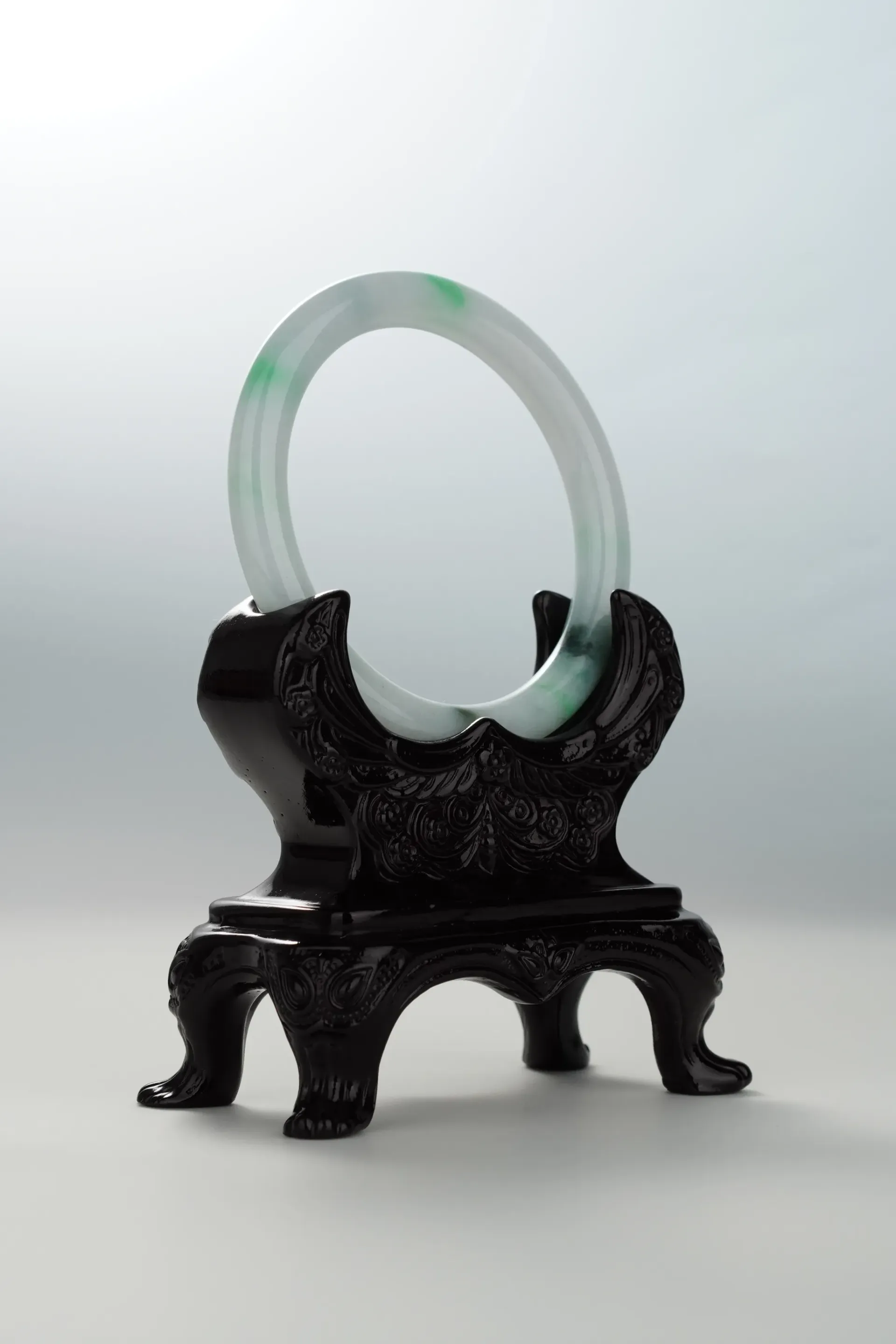 Icy Sun Green & White Jadeite Bangle