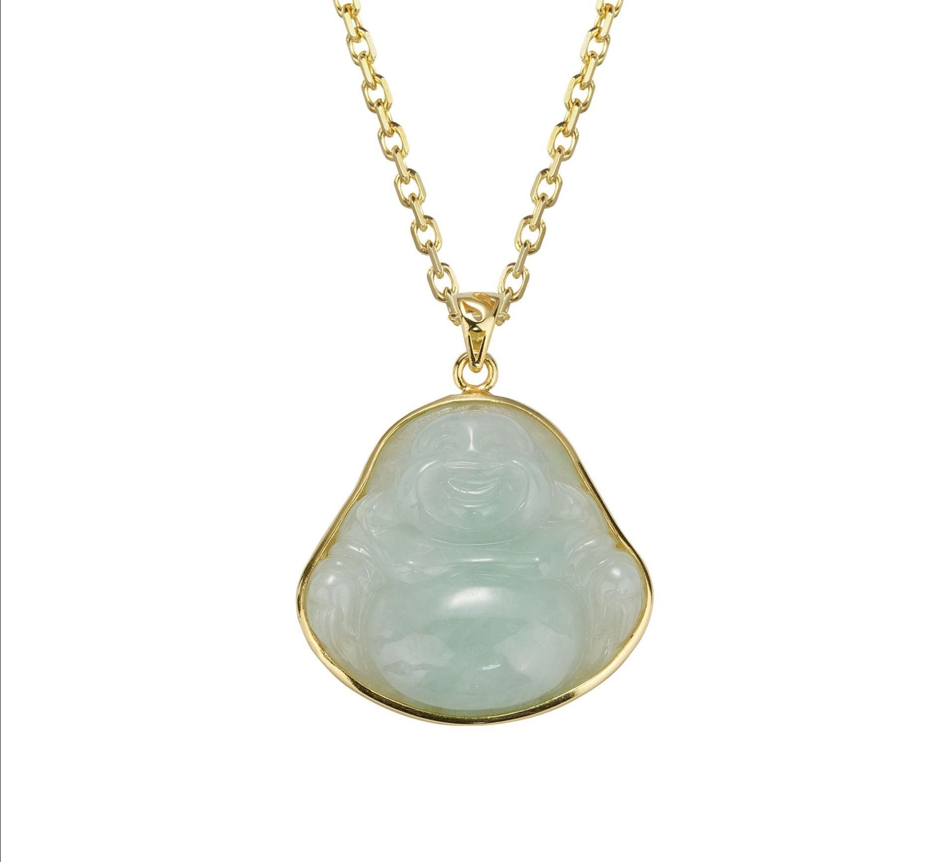 Light Green Laughing Buddha Jadeite Pendant