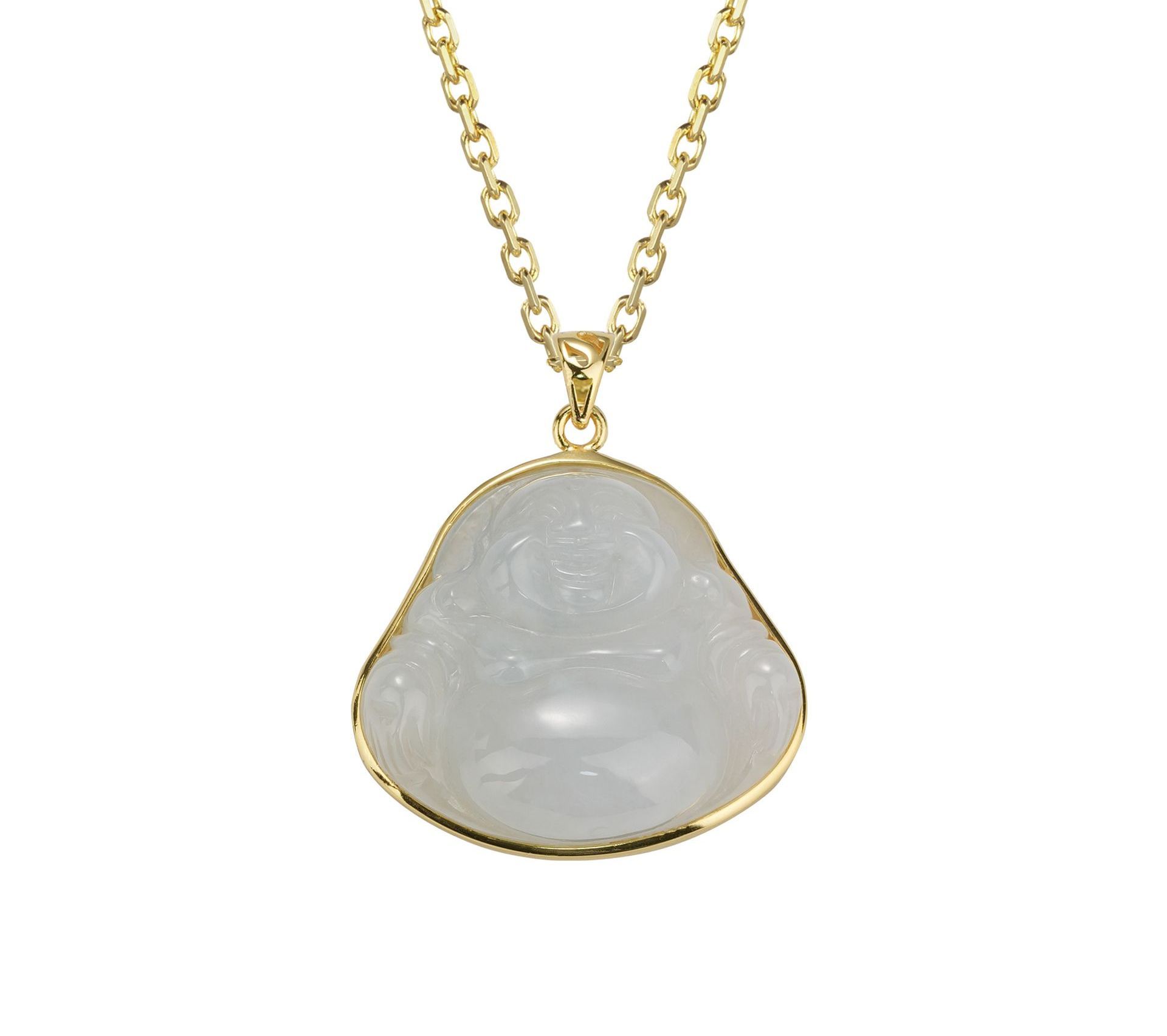 White Laughing Buddha Jadeite Pendant