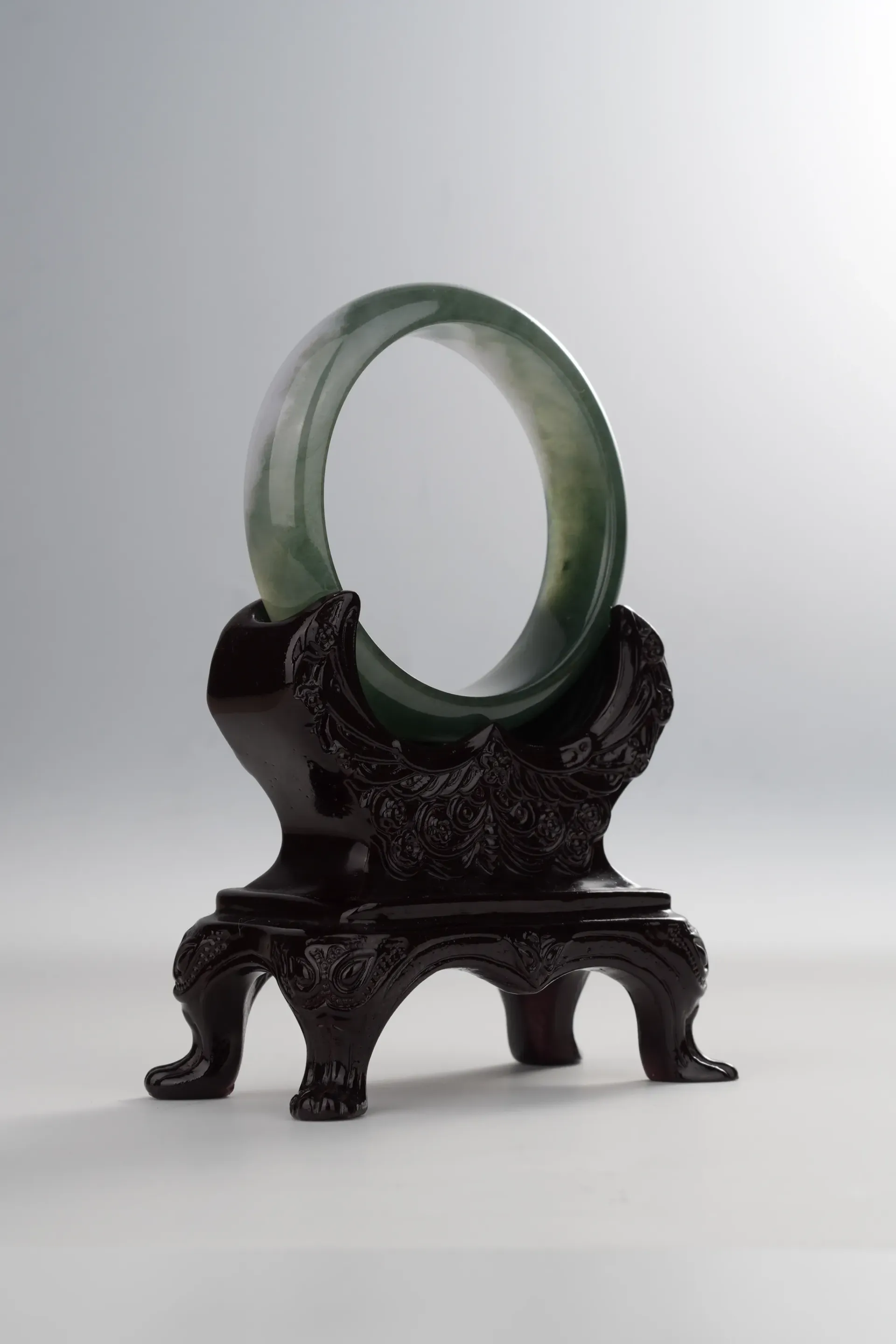 Icy Forest Green & White Jadeite Bangle