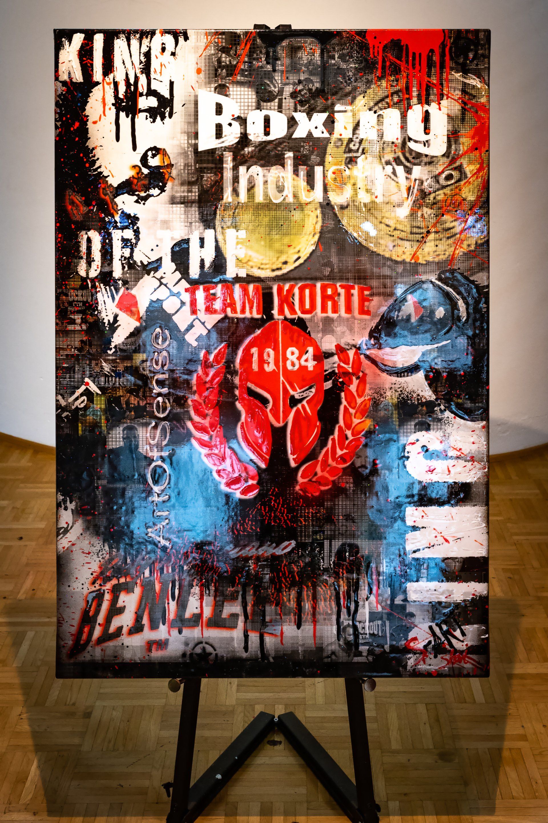 120x80 cm Kaschierung auf Leinwand mit Graffiti und Acrylfarben , abschließend mit Epoxidharz veredelt