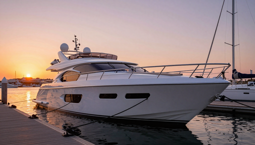 Luxury yacht at a marina