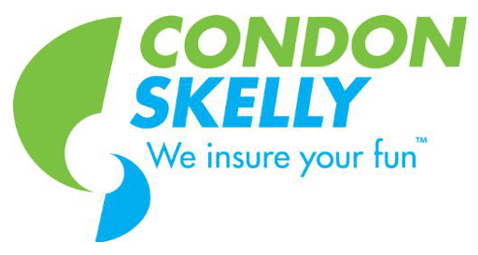 Logo for Condon Skelly, insurance company. Features green and blue graphic and text: 
