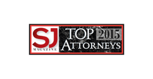 SJ Magazine “Top 2015 Attorneys” logo in red, black, and white