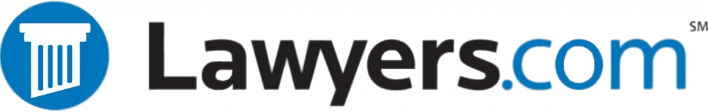 Lawyers.com logo with blue courthouse icon and black-and-blue text