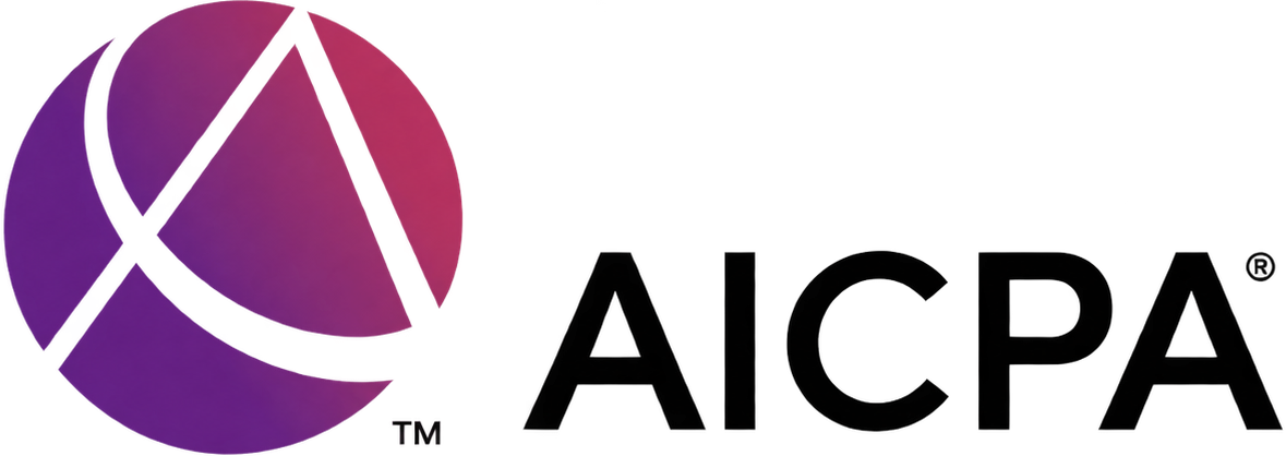 AICPA logo with a purple circular mark and black text on a white background