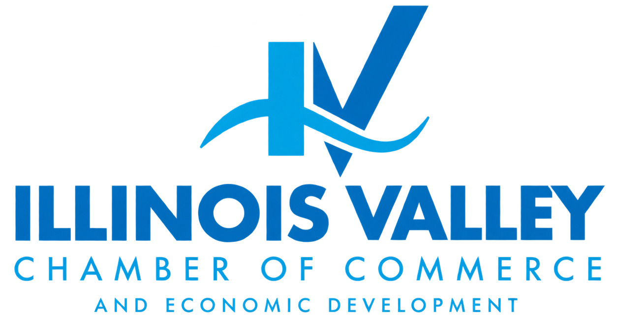 Illinois Valley Chamber of Commerce and Economic Development logo in blue and teal