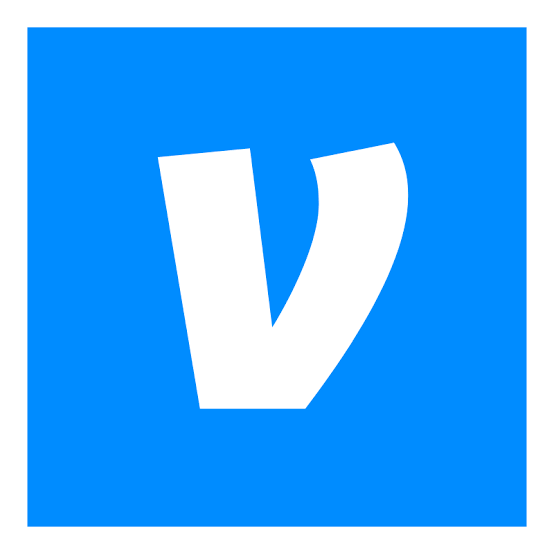 White lowercase “v” on a blue square background, resembling a logo.