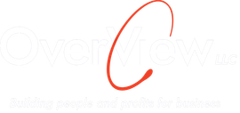 A logo for a company called overview with a red c on a white background.