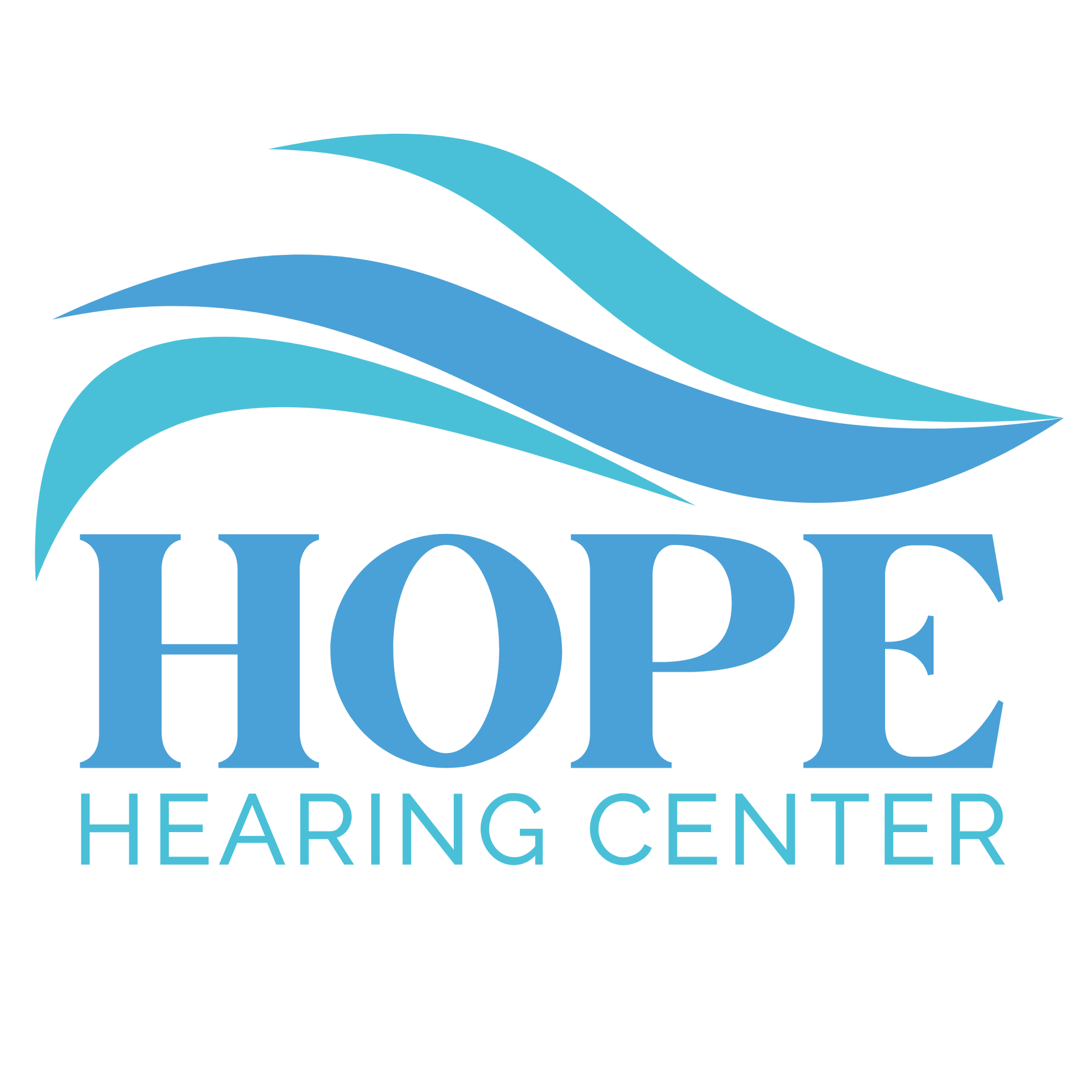 The logo for louisville family audiology is a blue and green infinity symbol.